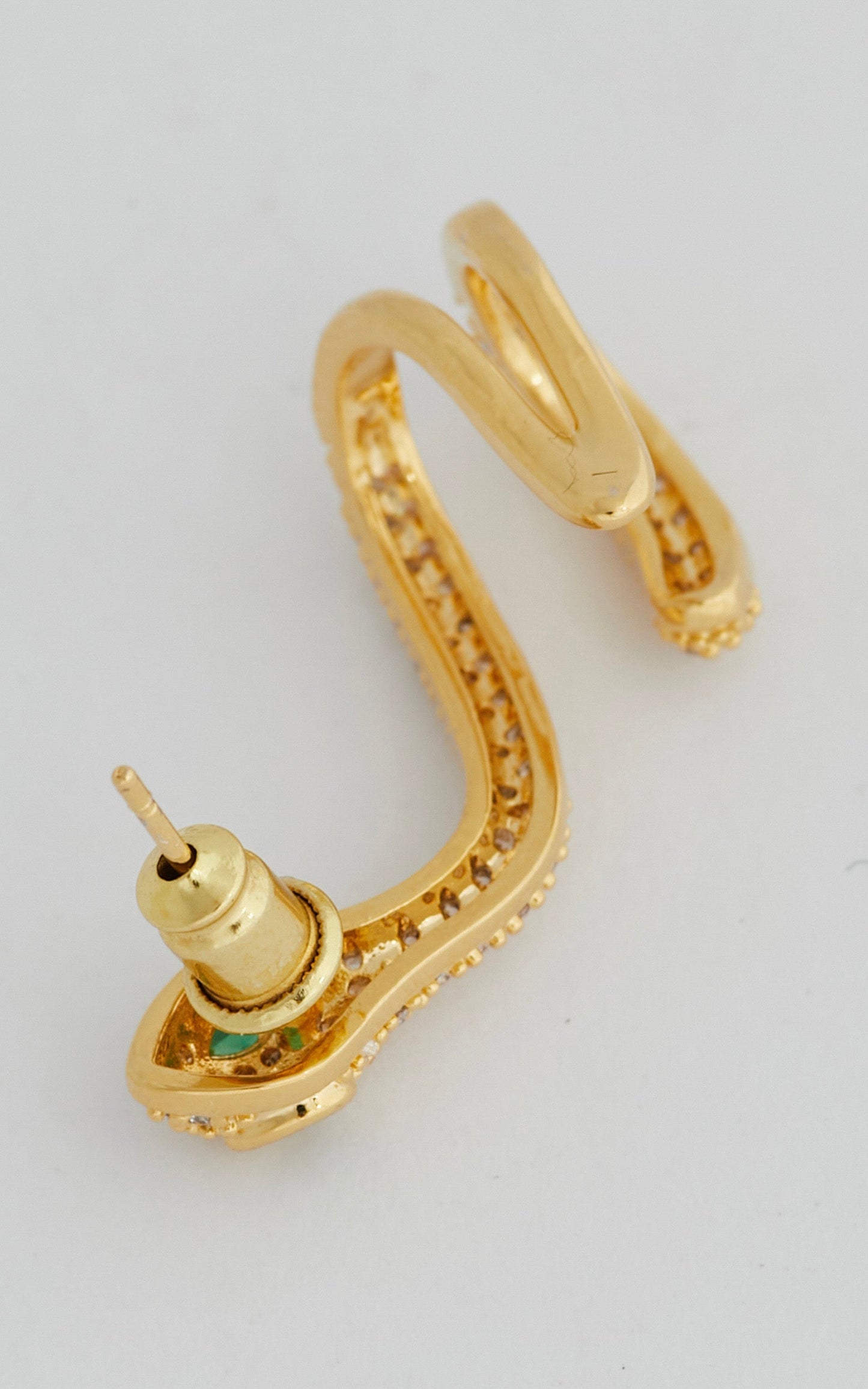 Lulah Diamante Snake Single Stud Earring in Gold
