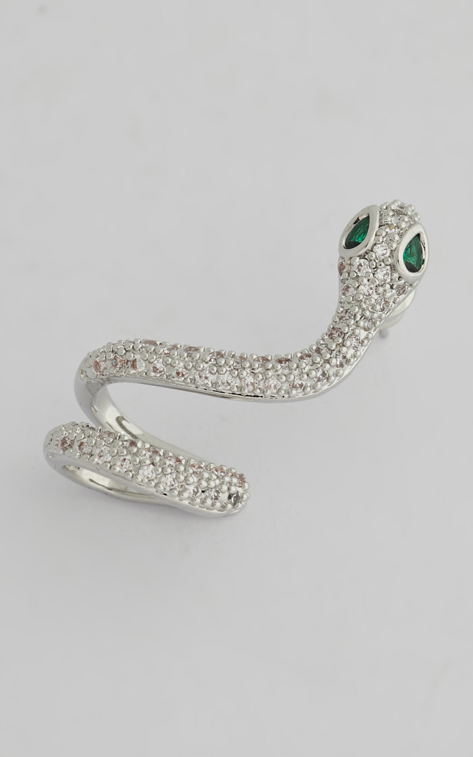 Lulah Diamante Snake Single Stud Earring in Silver