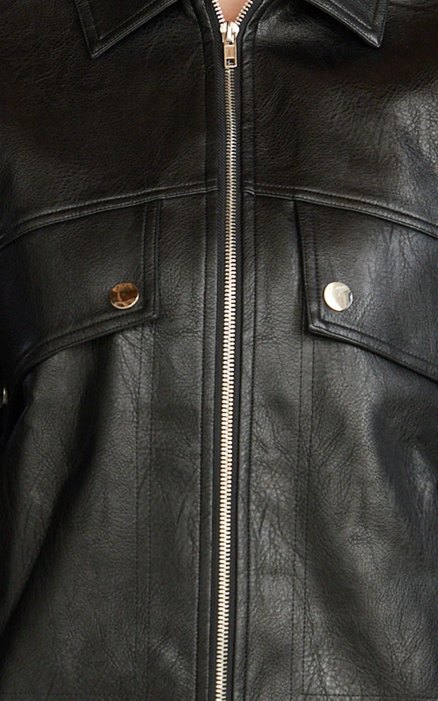 Lumi Jacket - Faux Leather Bomber Jacket in Black