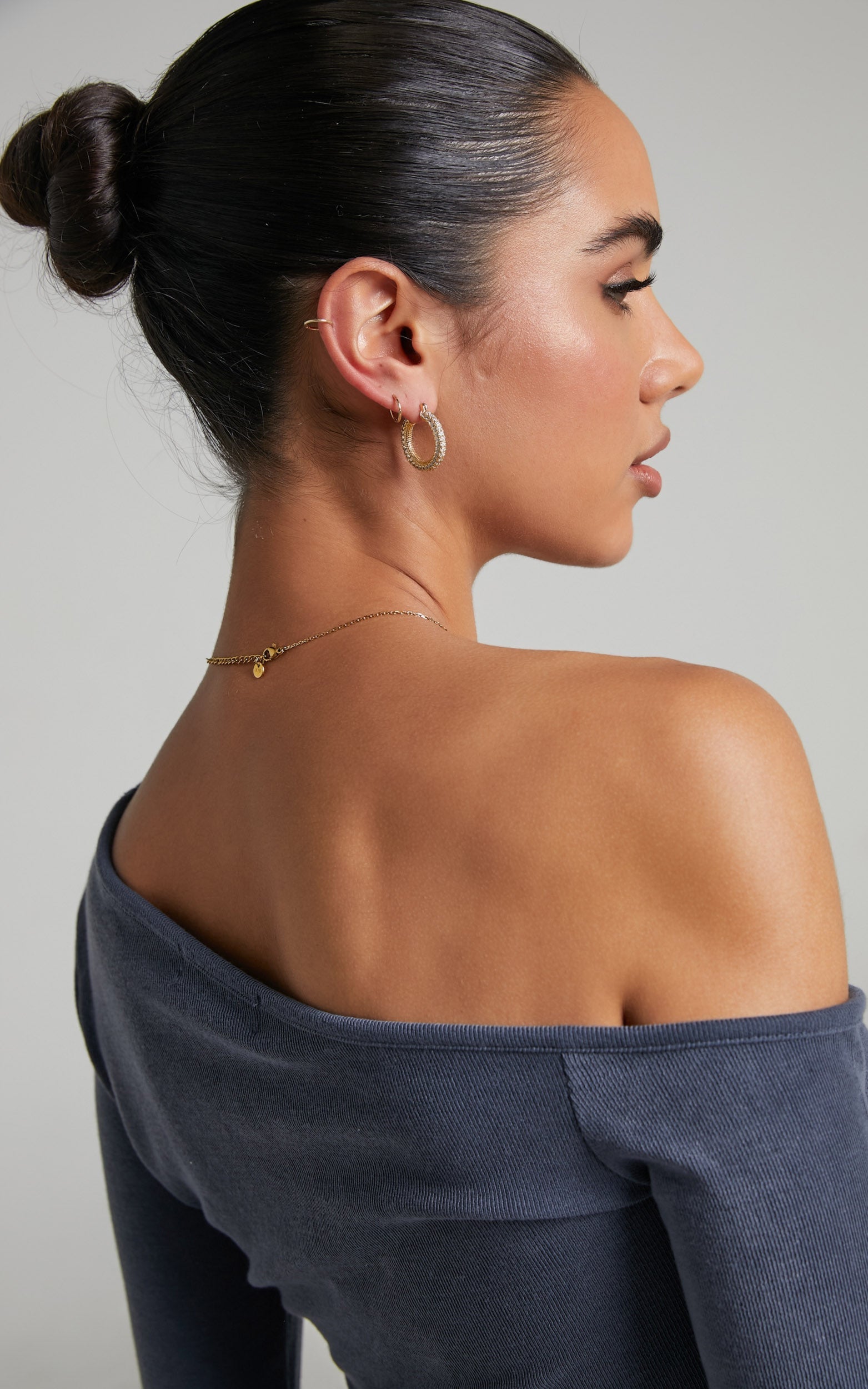 Luv AJ - Pave Estelle Hoops in Light Gold