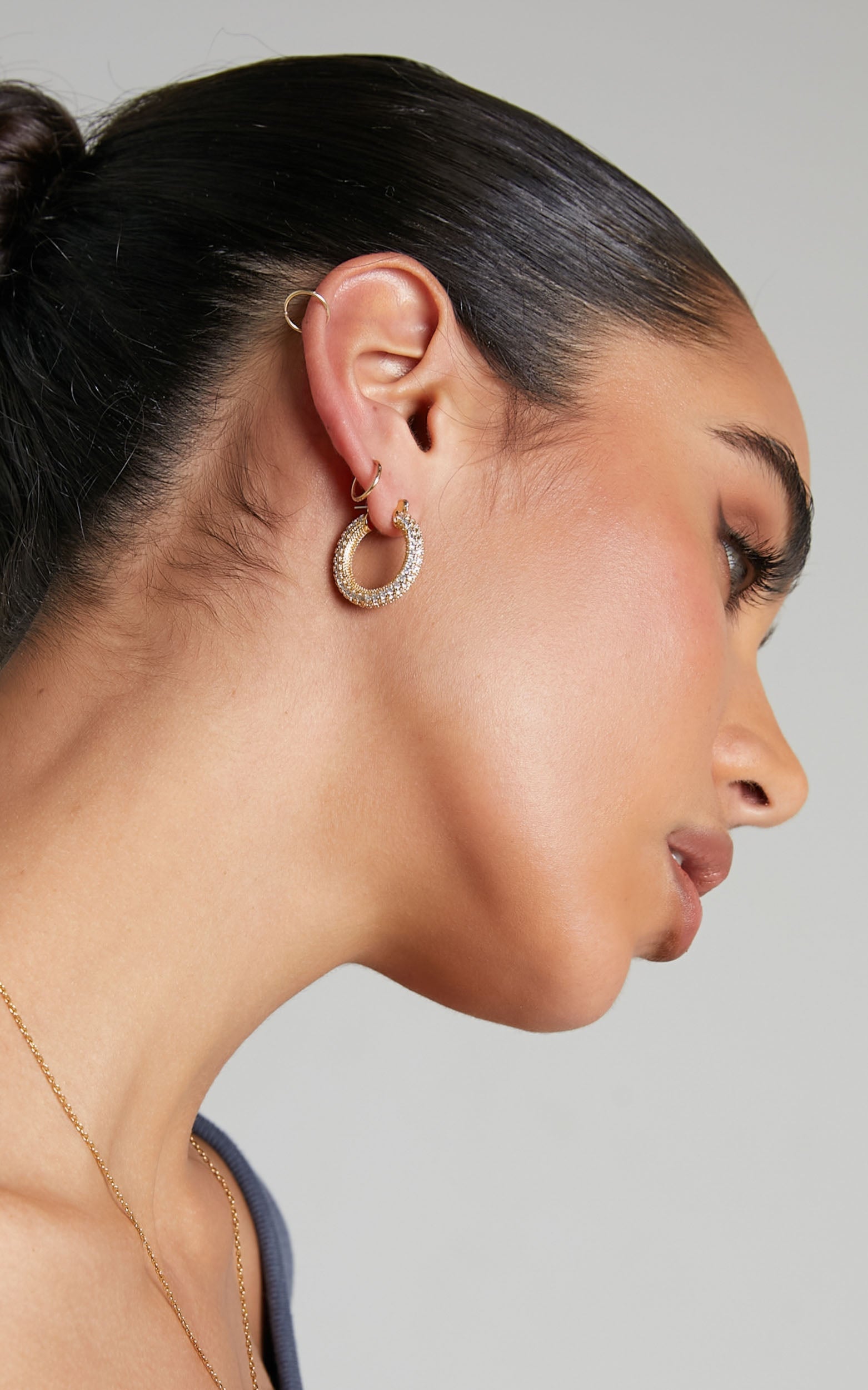 Luv AJ - Pave Estelle Hoops in Light Gold