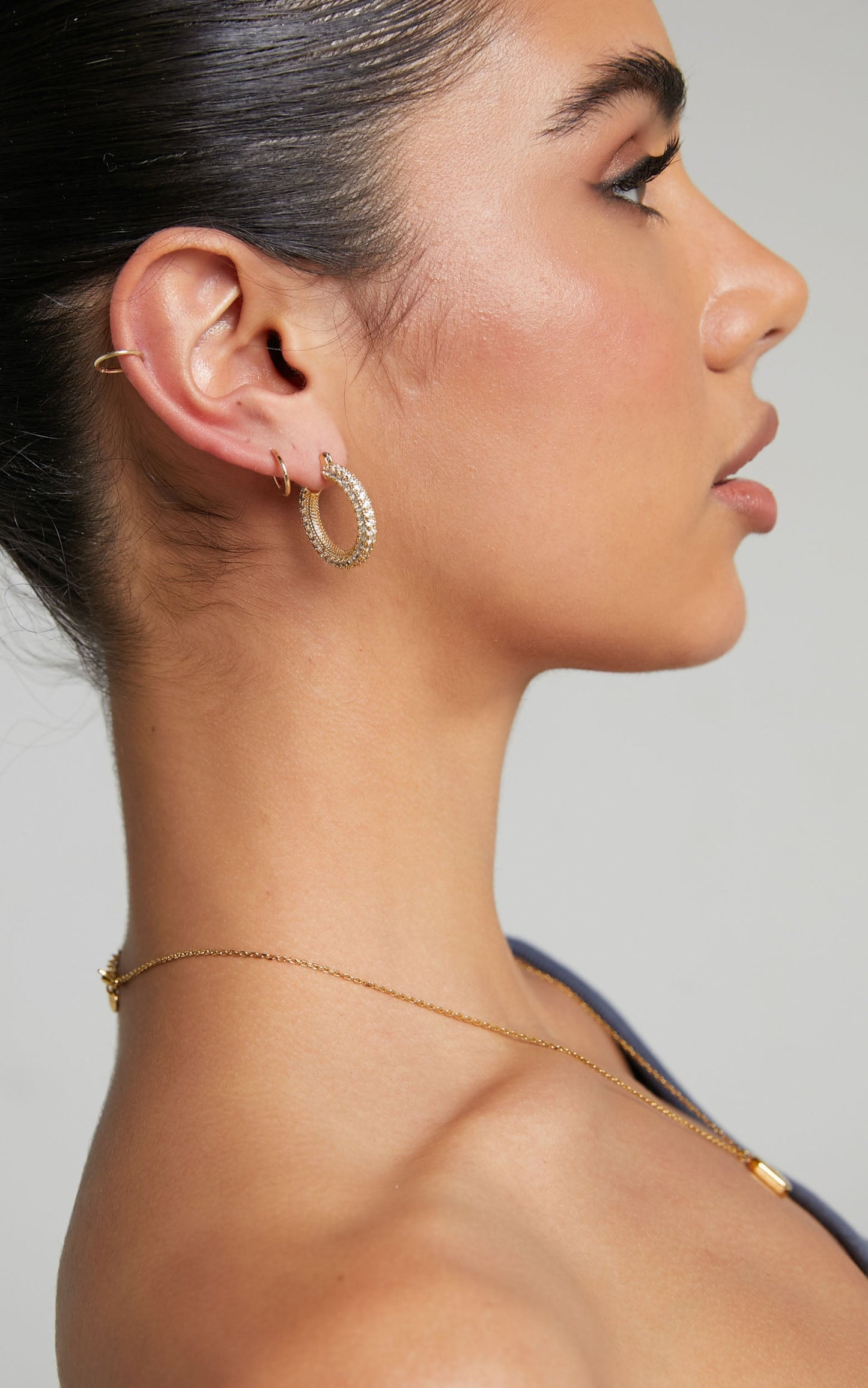 Luv AJ - Pave Estelle Hoops in Light Gold