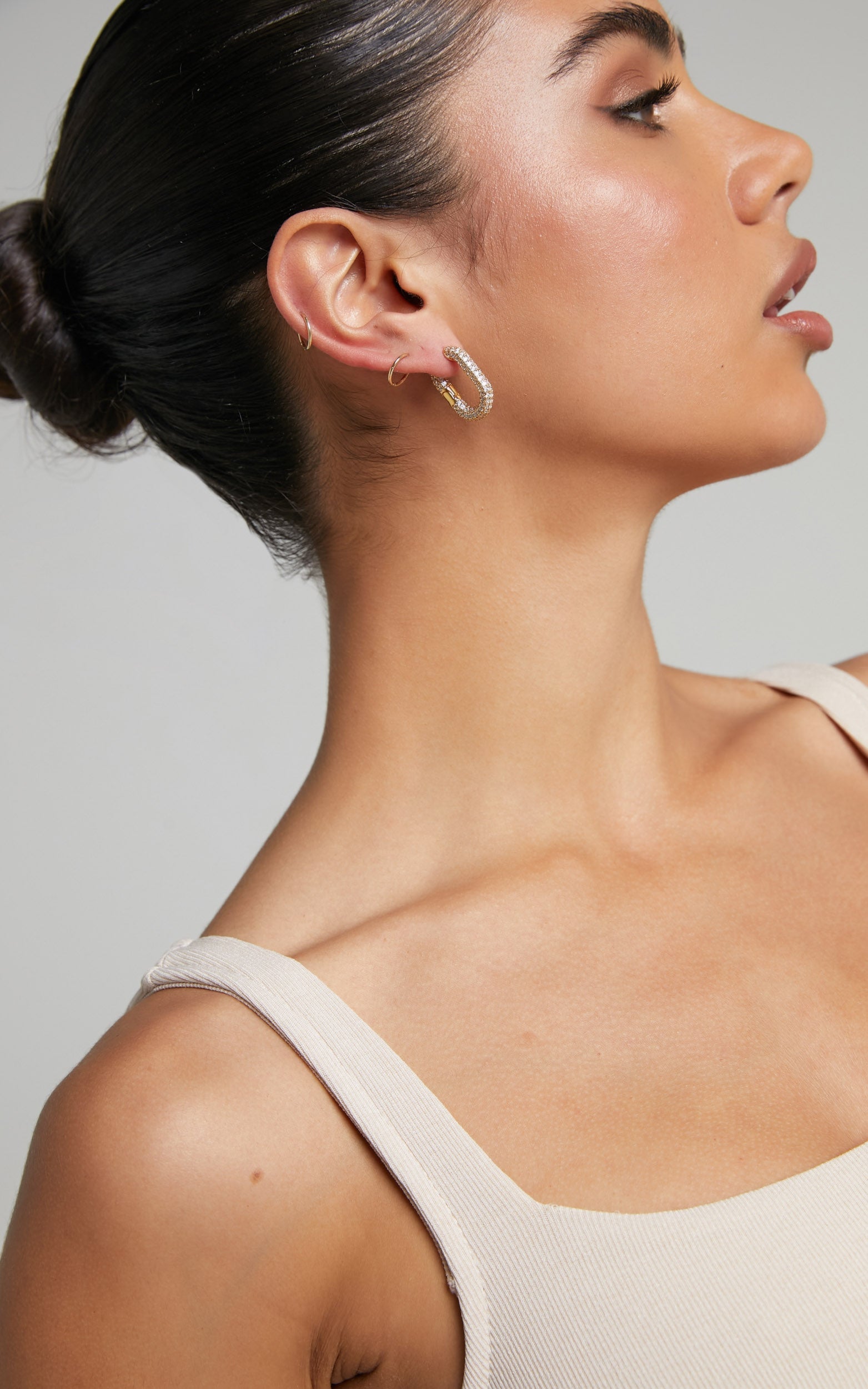 Luv AJ - XL Pave Chain Link Hoops in Gold