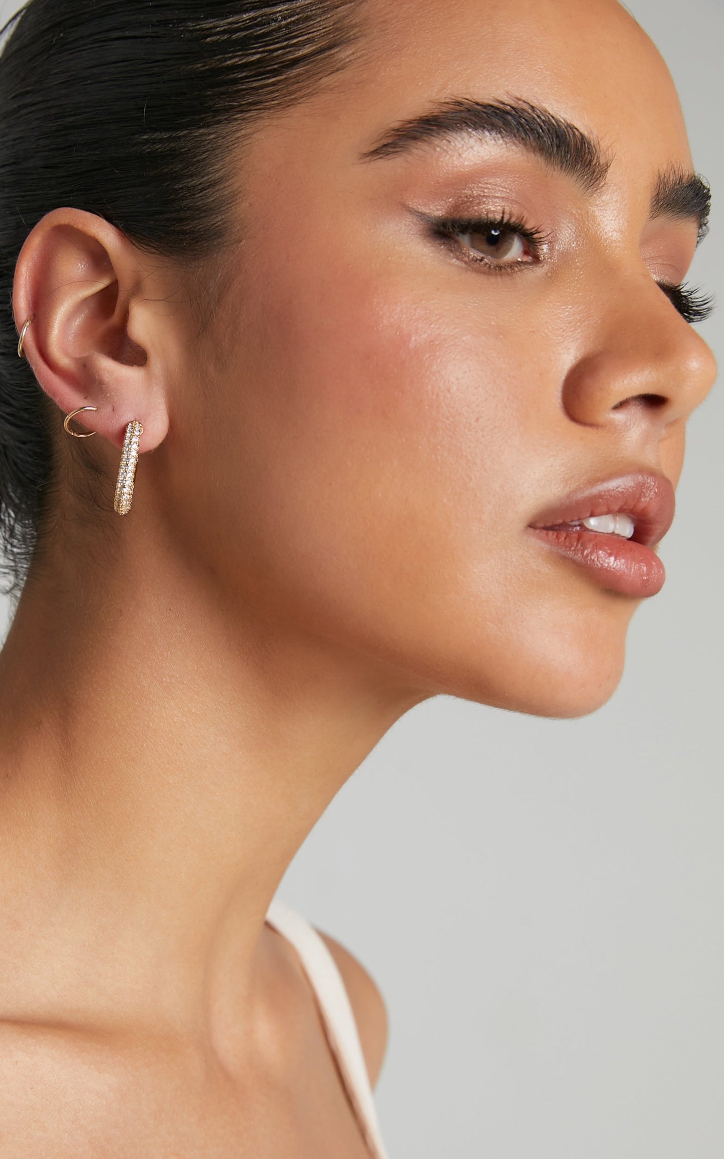 Luv AJ - XL Pave Chain Link Hoops in Gold