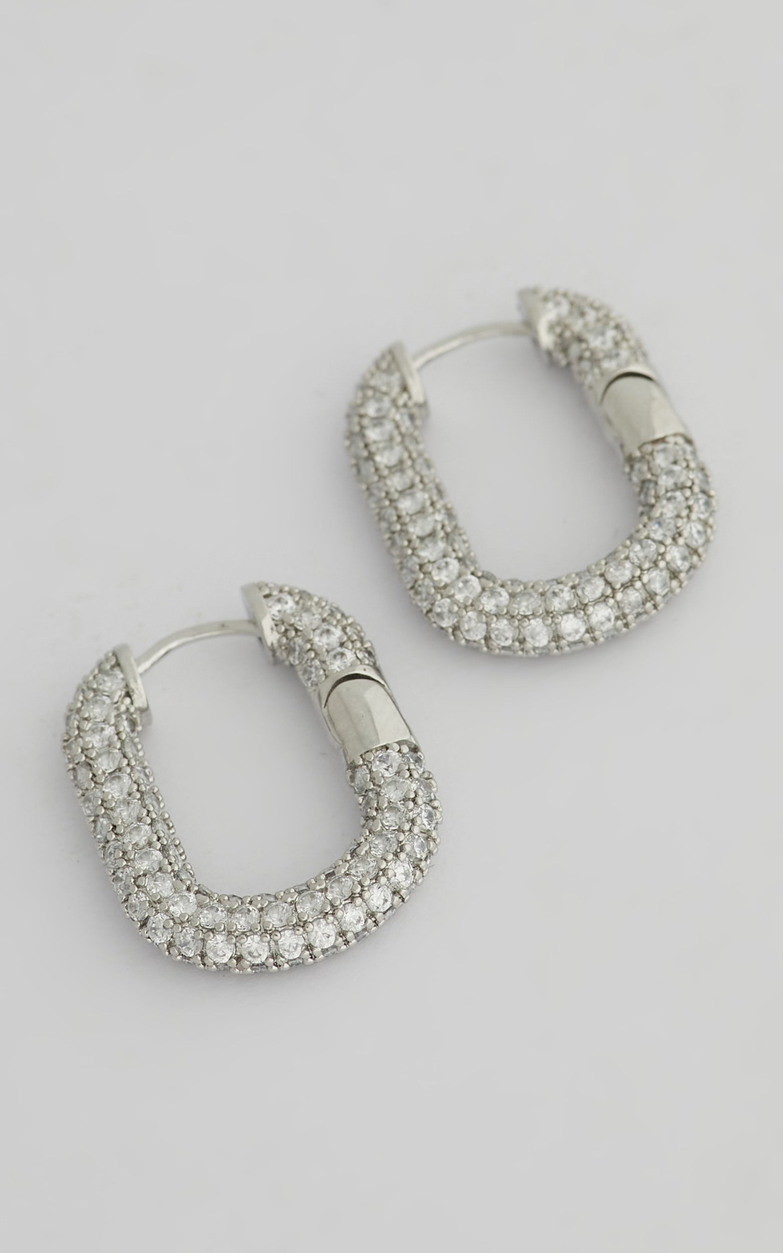 Luv AJ - XL Pave Chain Link Hoops in Silver