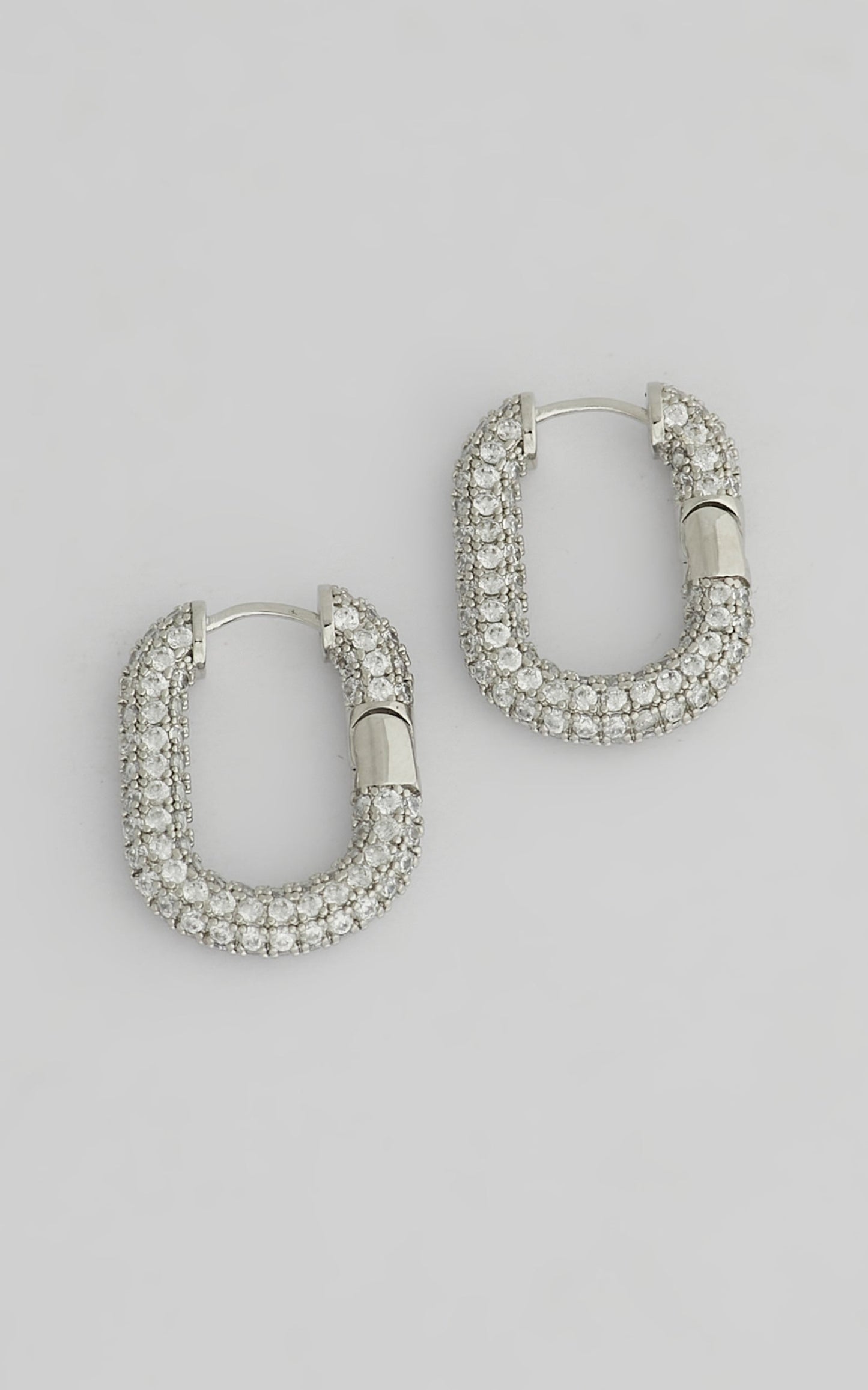 Luv AJ - XL Pave Chain Link Hoops in Silver