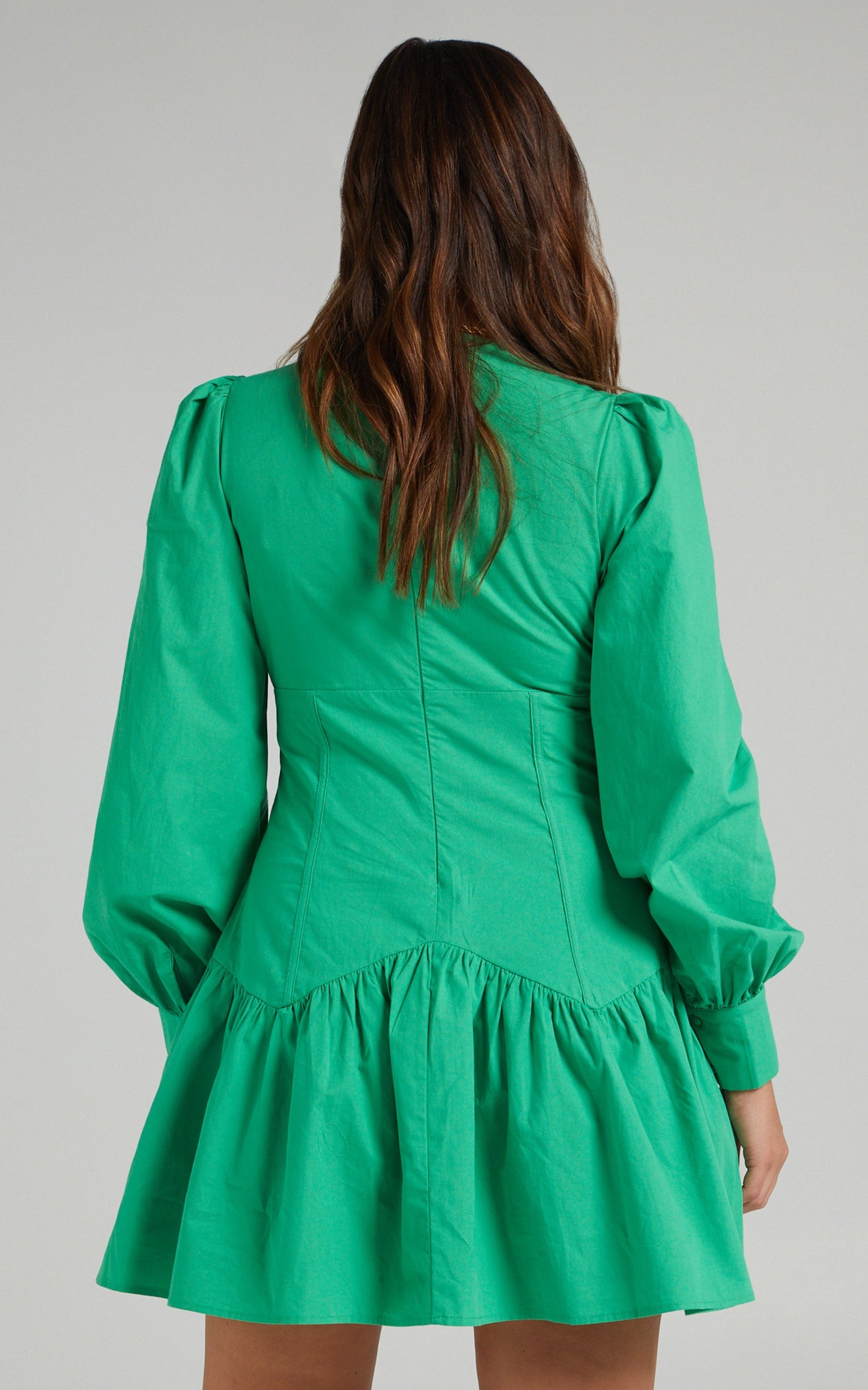 Carlyle Mini Dress - Long Sleeve Corset Dress in Green