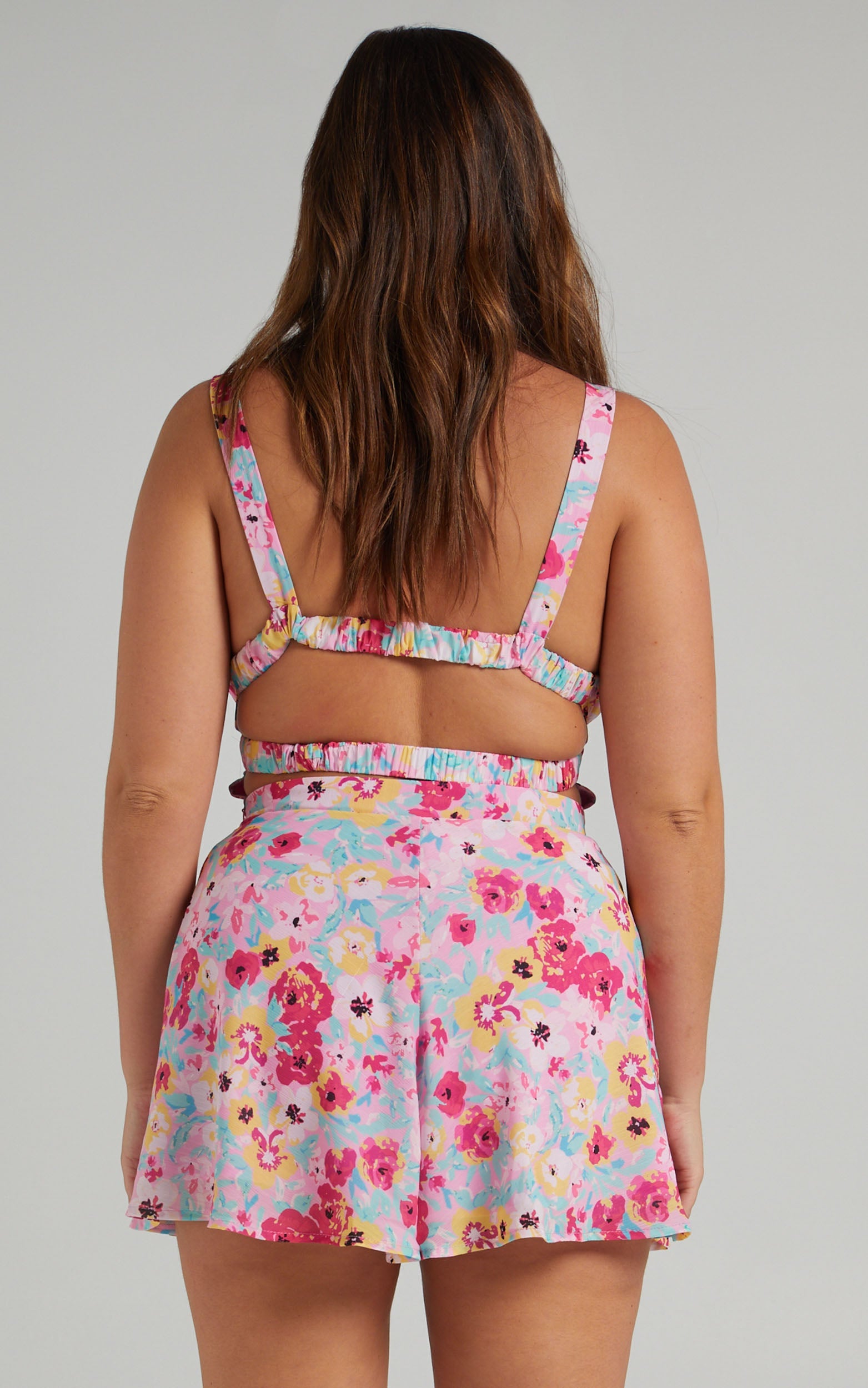 Frederica Playsuit - Strappy Back Playsuit in Pink Panther