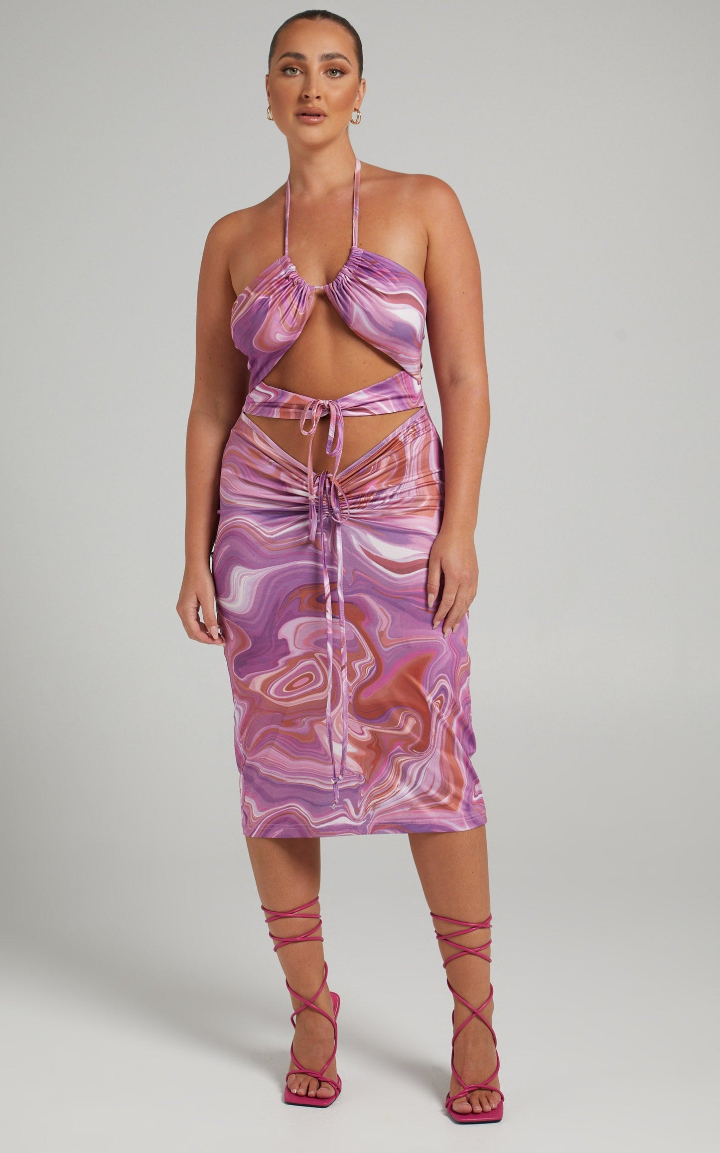 Nicholina Midi Dress in Purple Multi