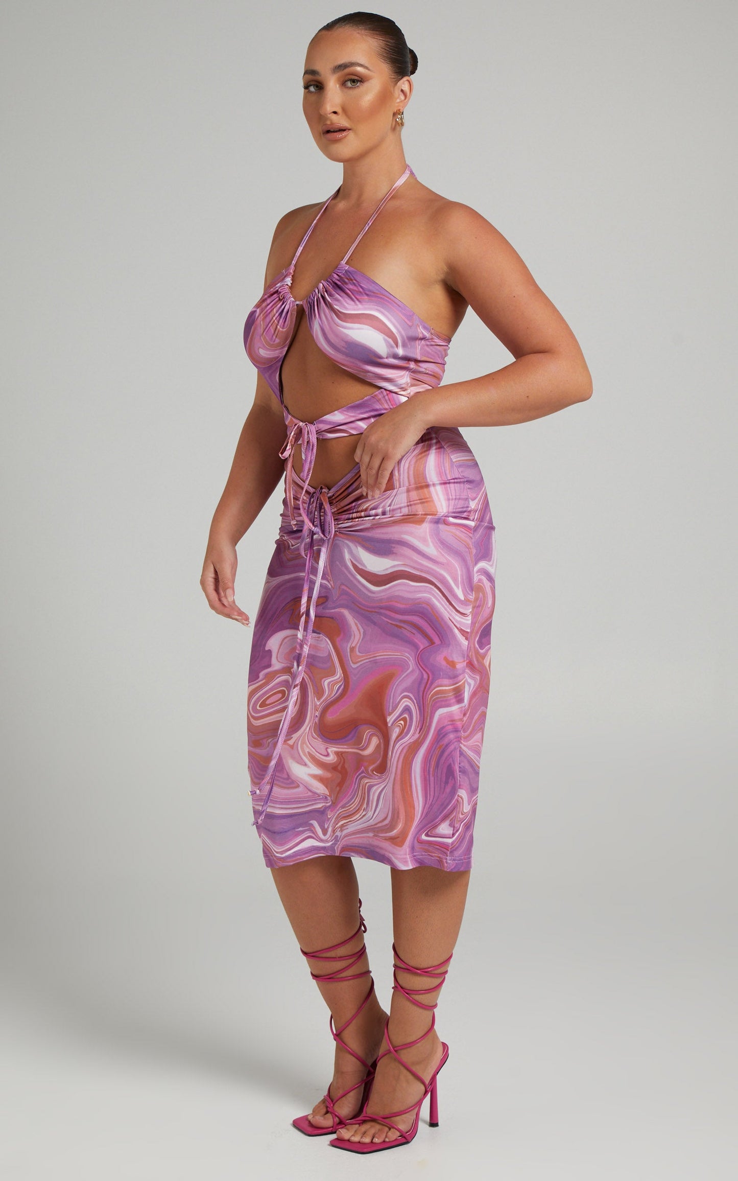 Nicholina Midi Dress in Purple Multi