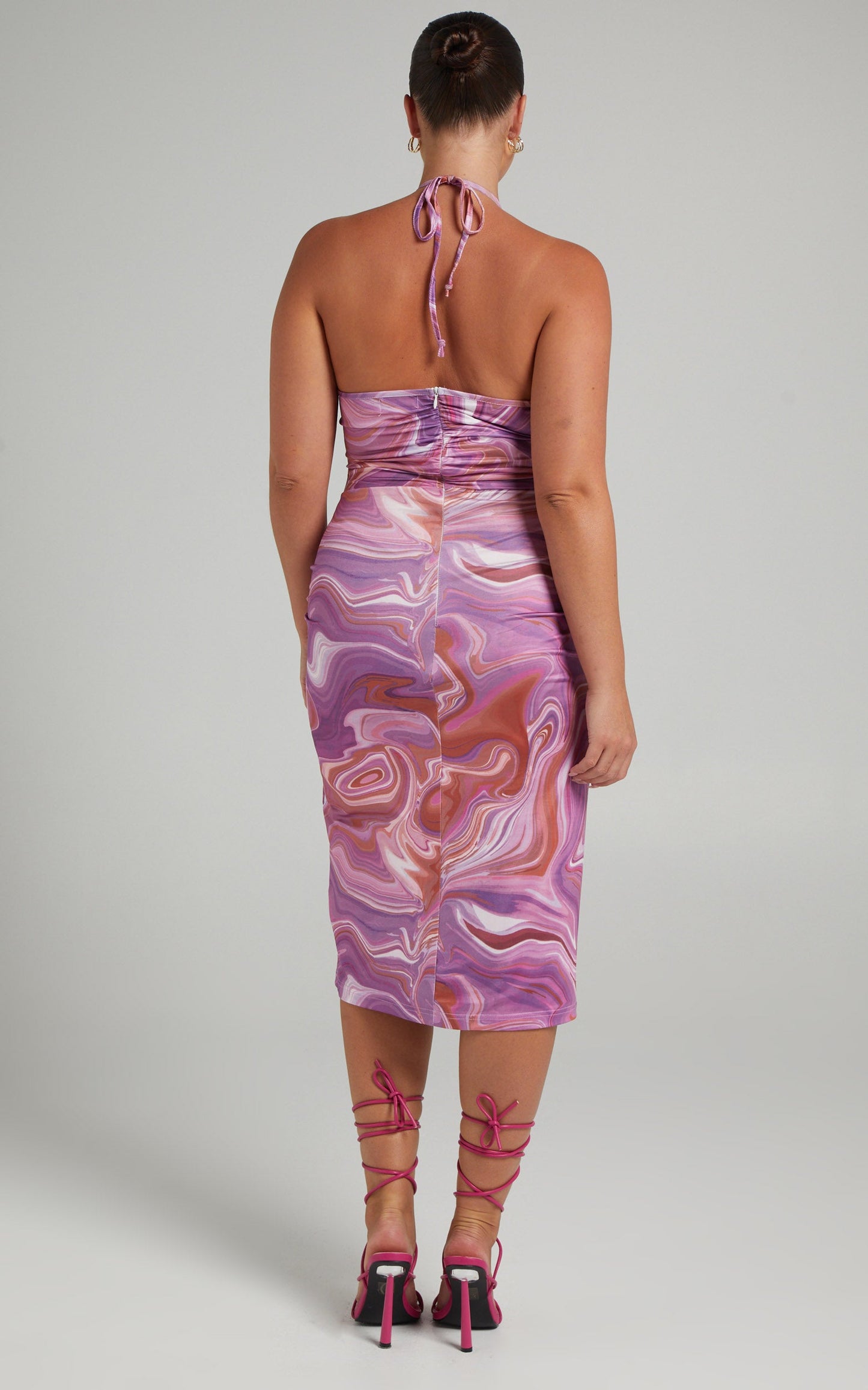 Nicholina Midi Dress in Purple Multi