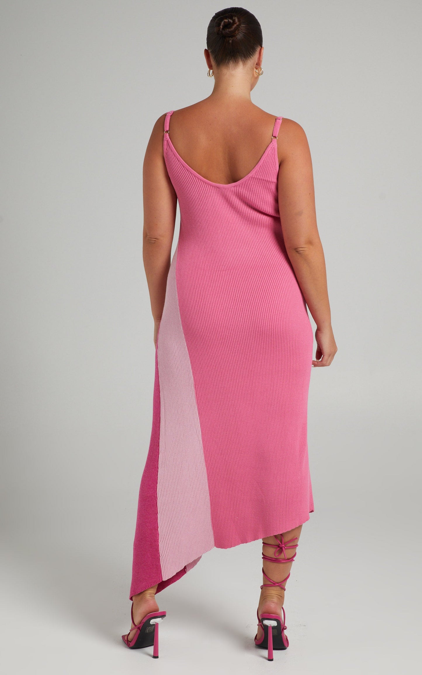 Claudia Knit Dress with Godet Side Panel in Pink