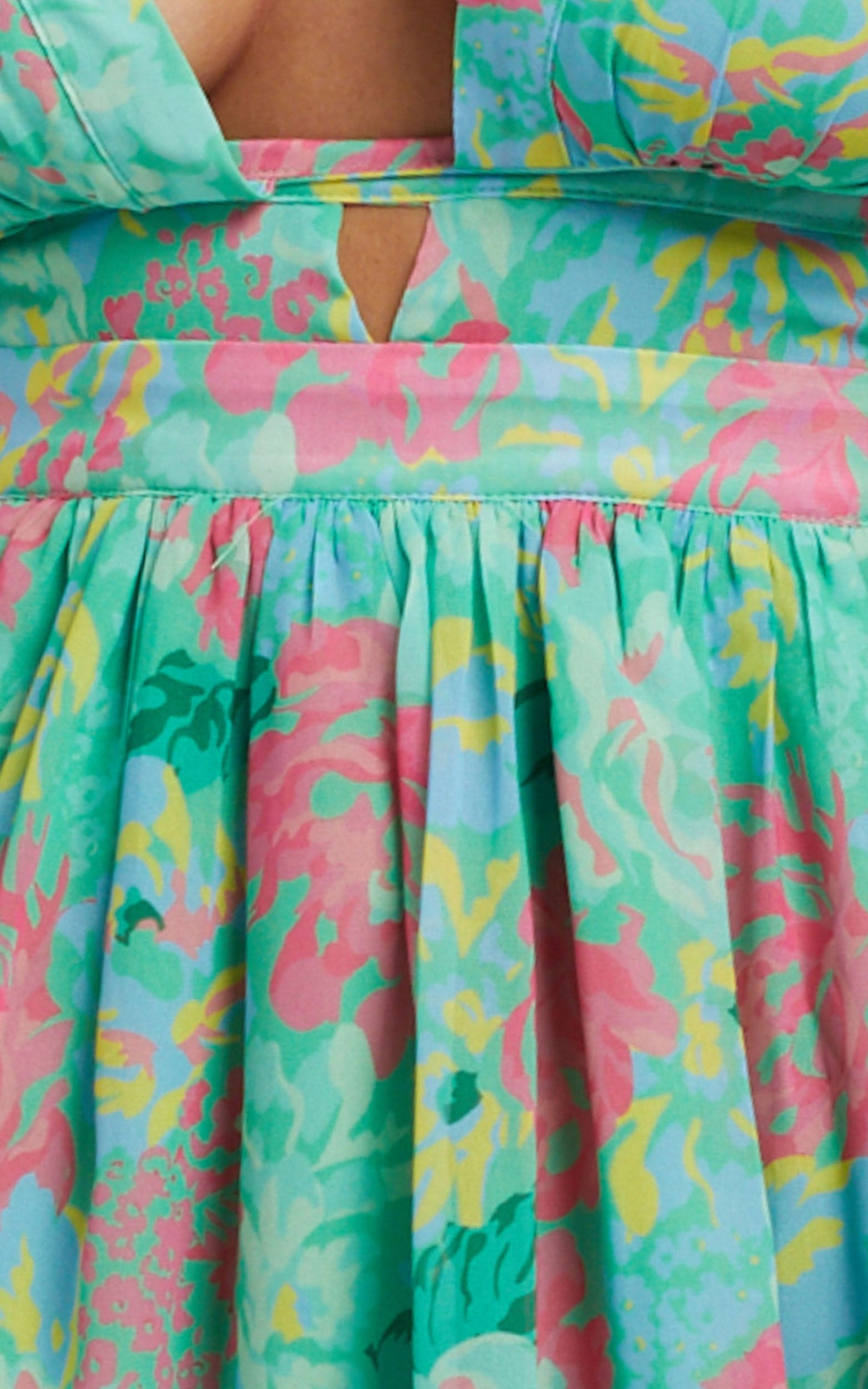 Valeraine Balloon Sleeve Open Back Mini Dress in Neon Floral