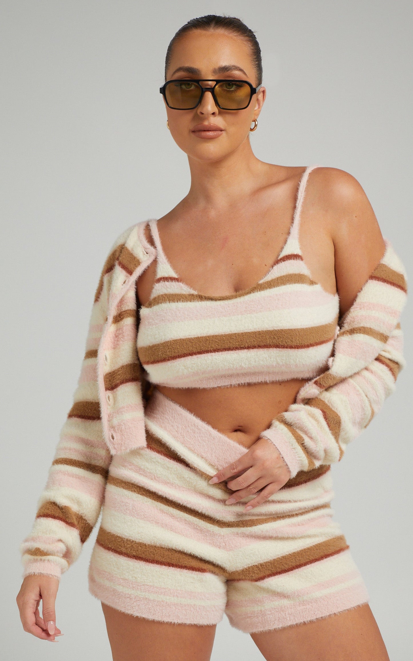 Charlie Holiday - marvin cardigan set in Stripe