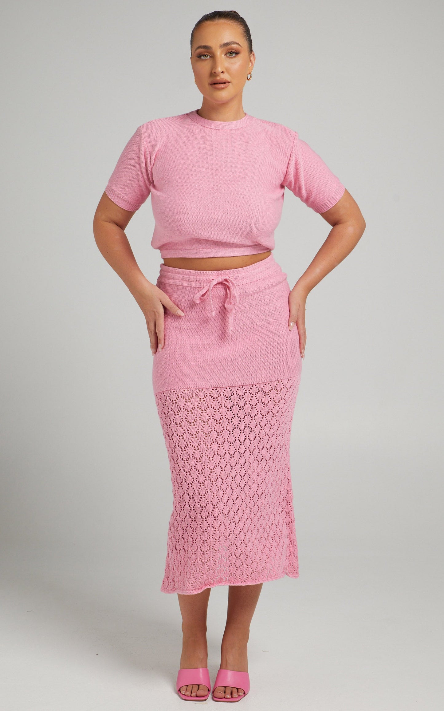 Rue Stiic - Paloma Knit Midi Skirt in Pink