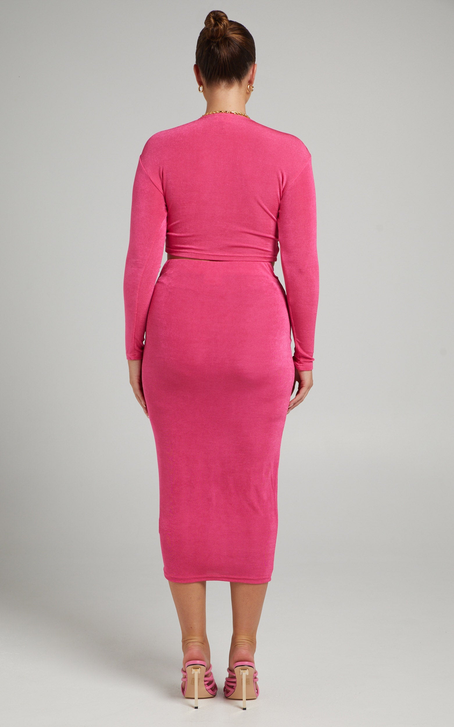 Luciana Top - Ruched Front Crop Top in Hot Pink