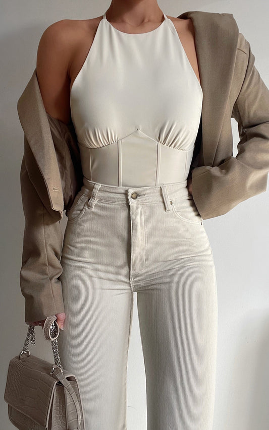 Mishka Top - Halter Neck Top in Cream