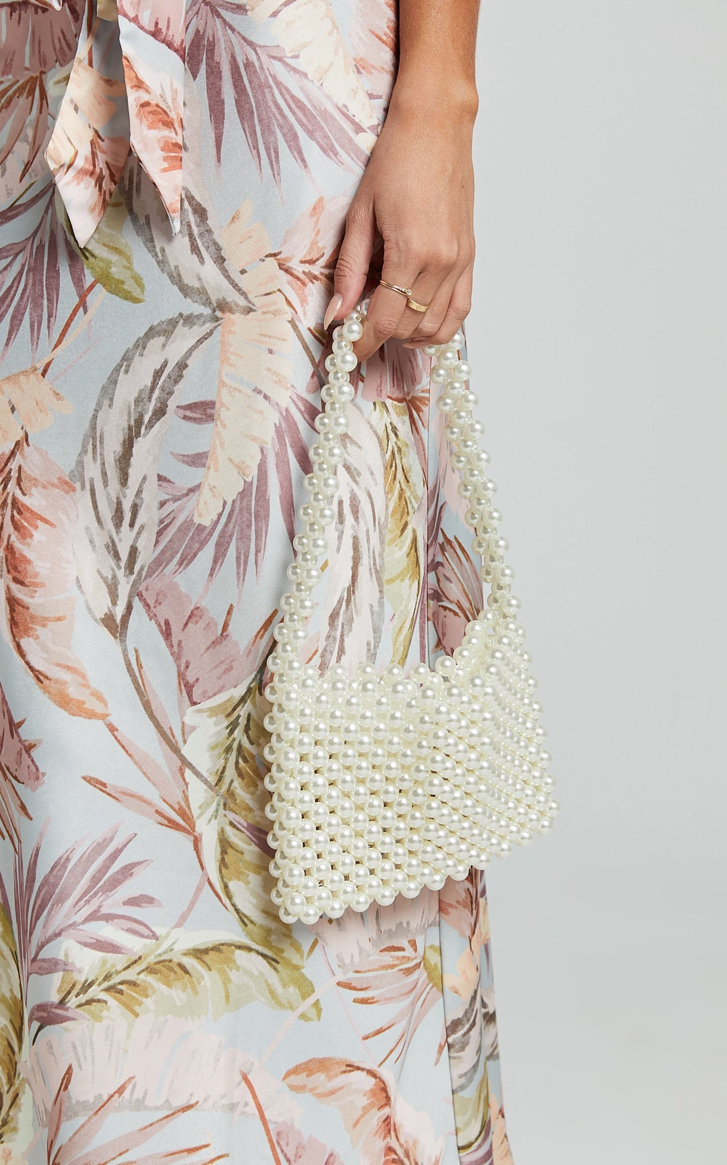 MONACO PEARL BEADED BAG in Cream