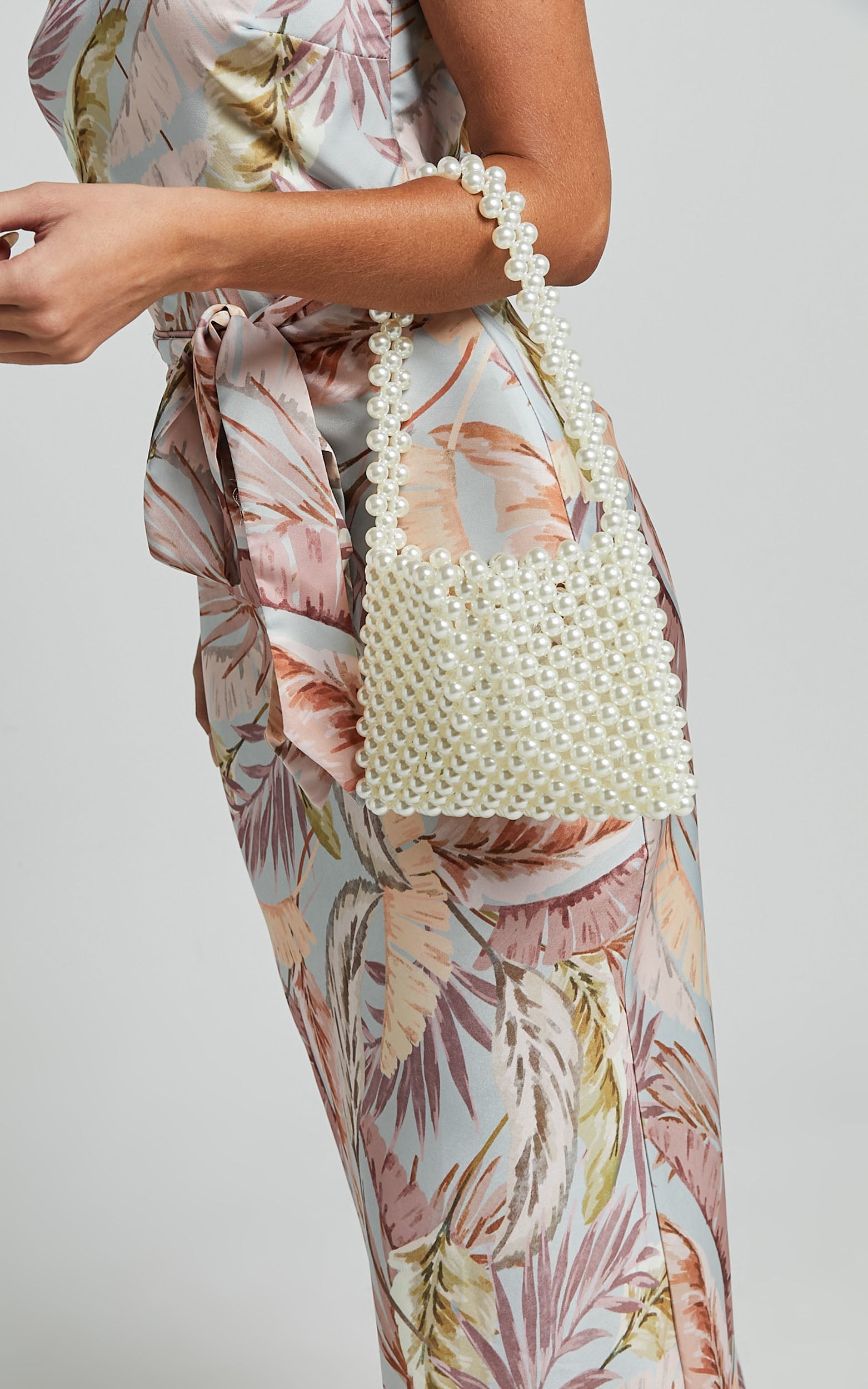MONACO PEARL BEADED BAG in Cream