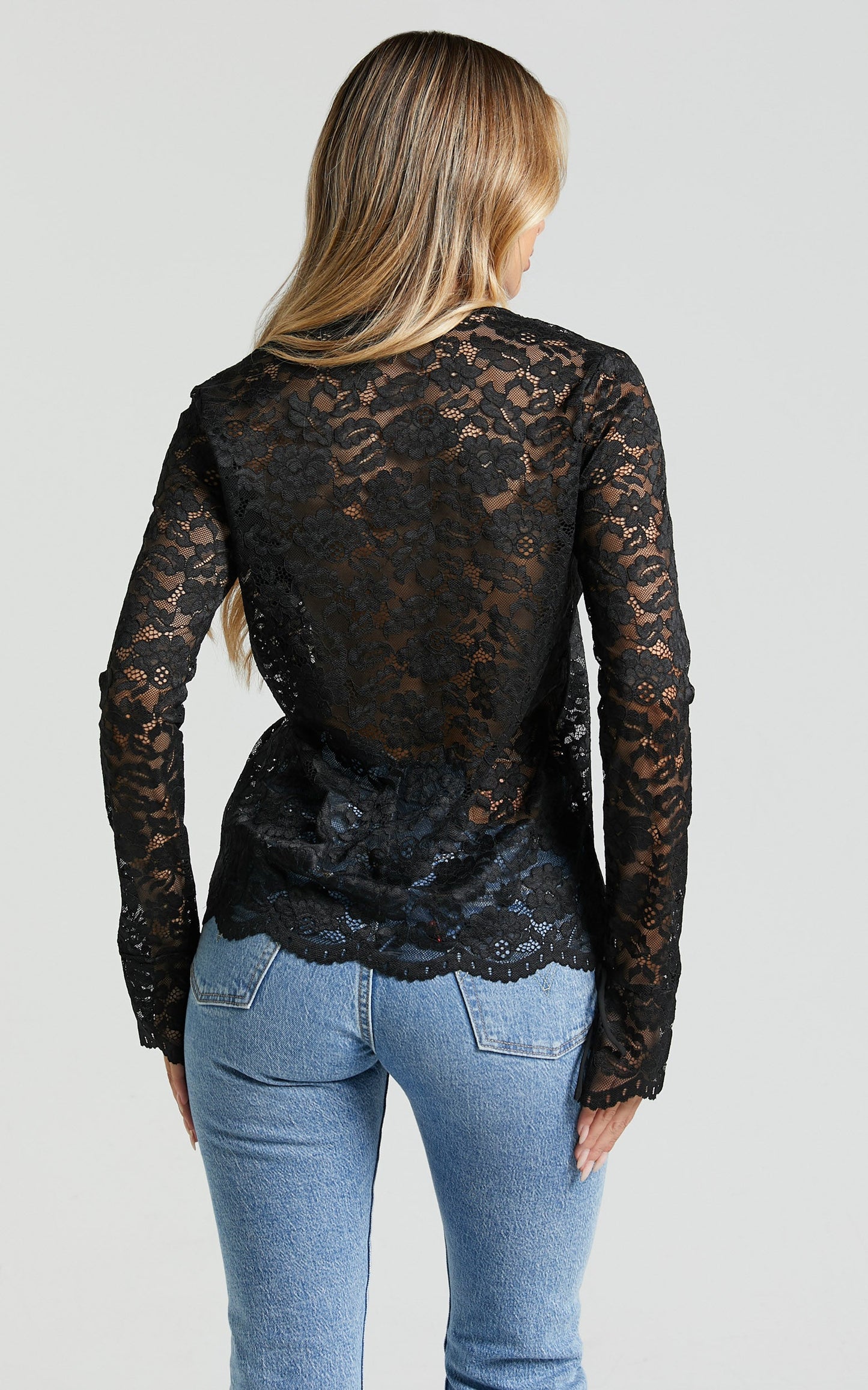 Mackenzie Top - Long Sleeve Tie Front in Black