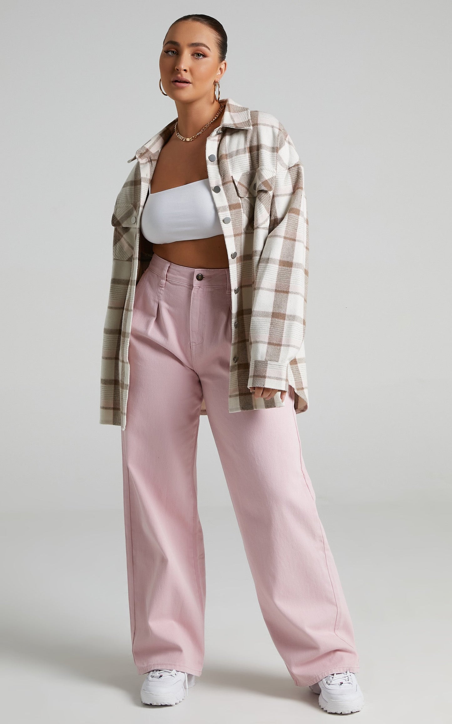 Maddyson Shacket - Check Shacket in Brown Check