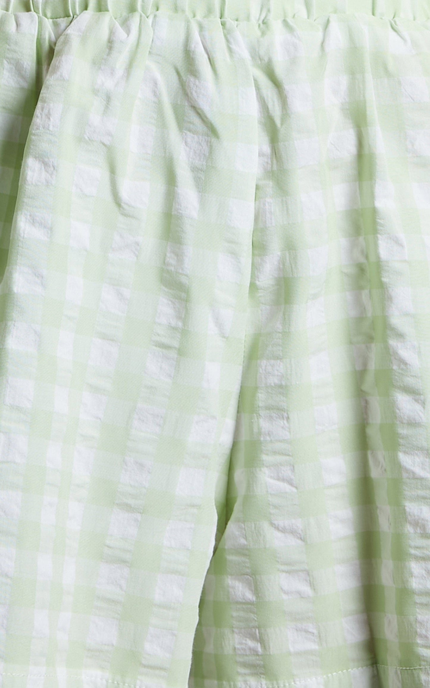 Madelyn Top - V Neck Batwing Puff Sleeve Crop Top in Mint Gingham