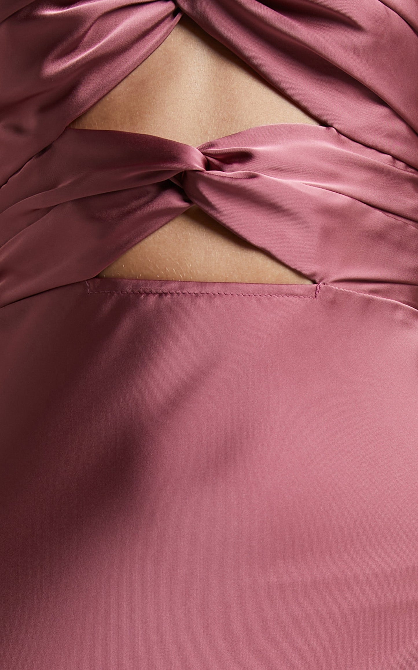 Madelynn Midi Dress - Twist Front Satin Dress in Plum