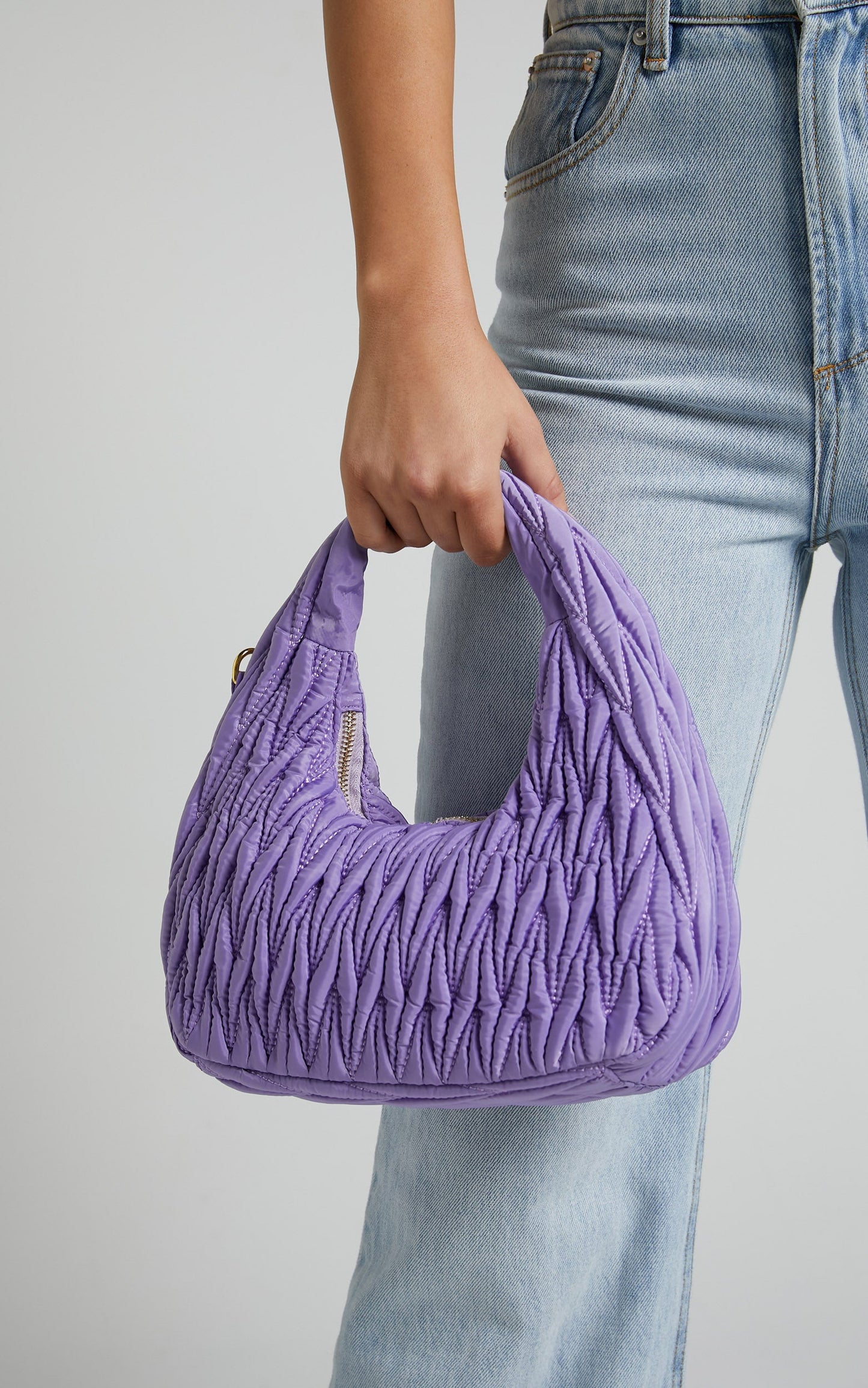 Madrid Quilted Shoulder Bag in Purple