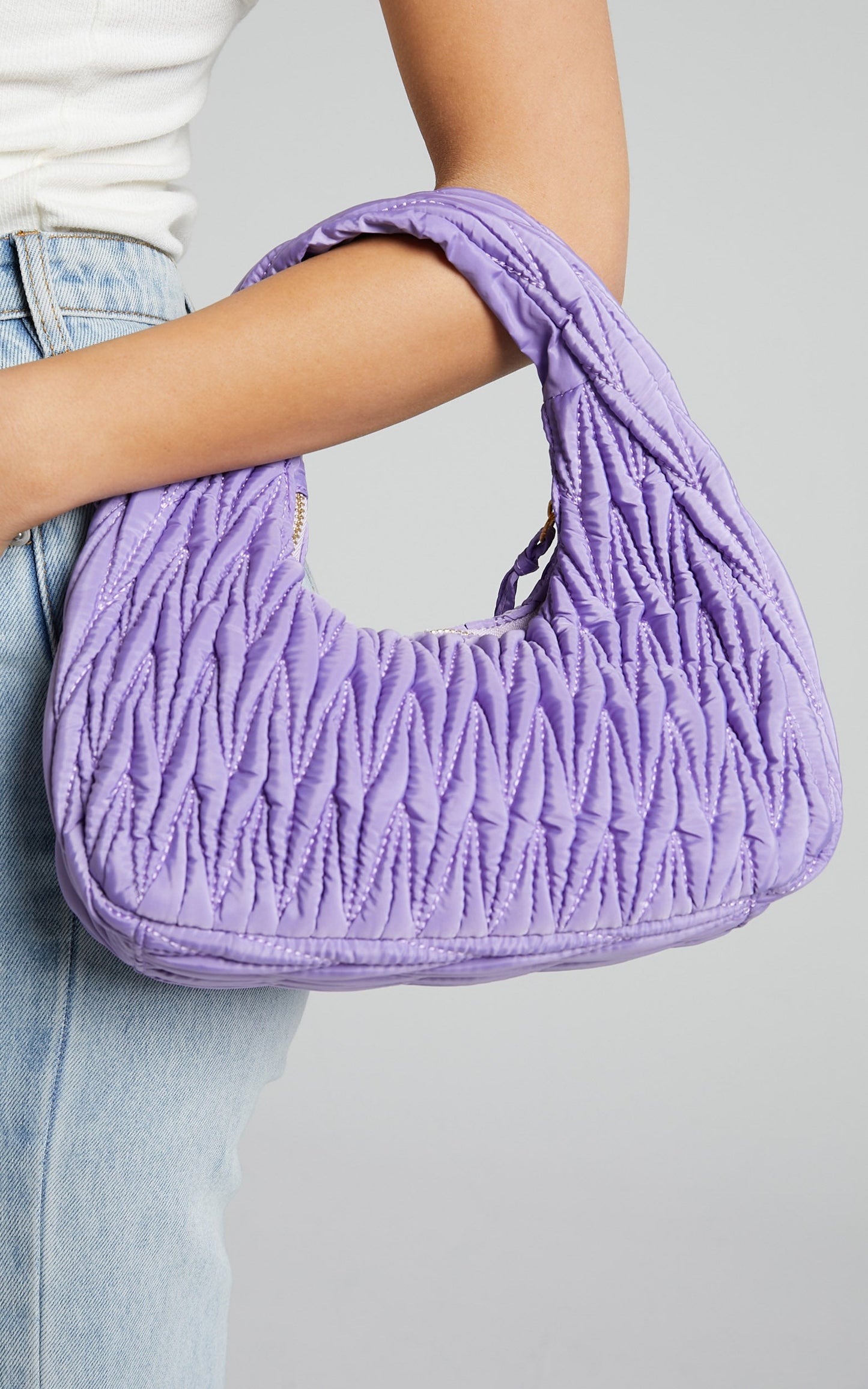 Madrid Quilted Shoulder Bag in Purple