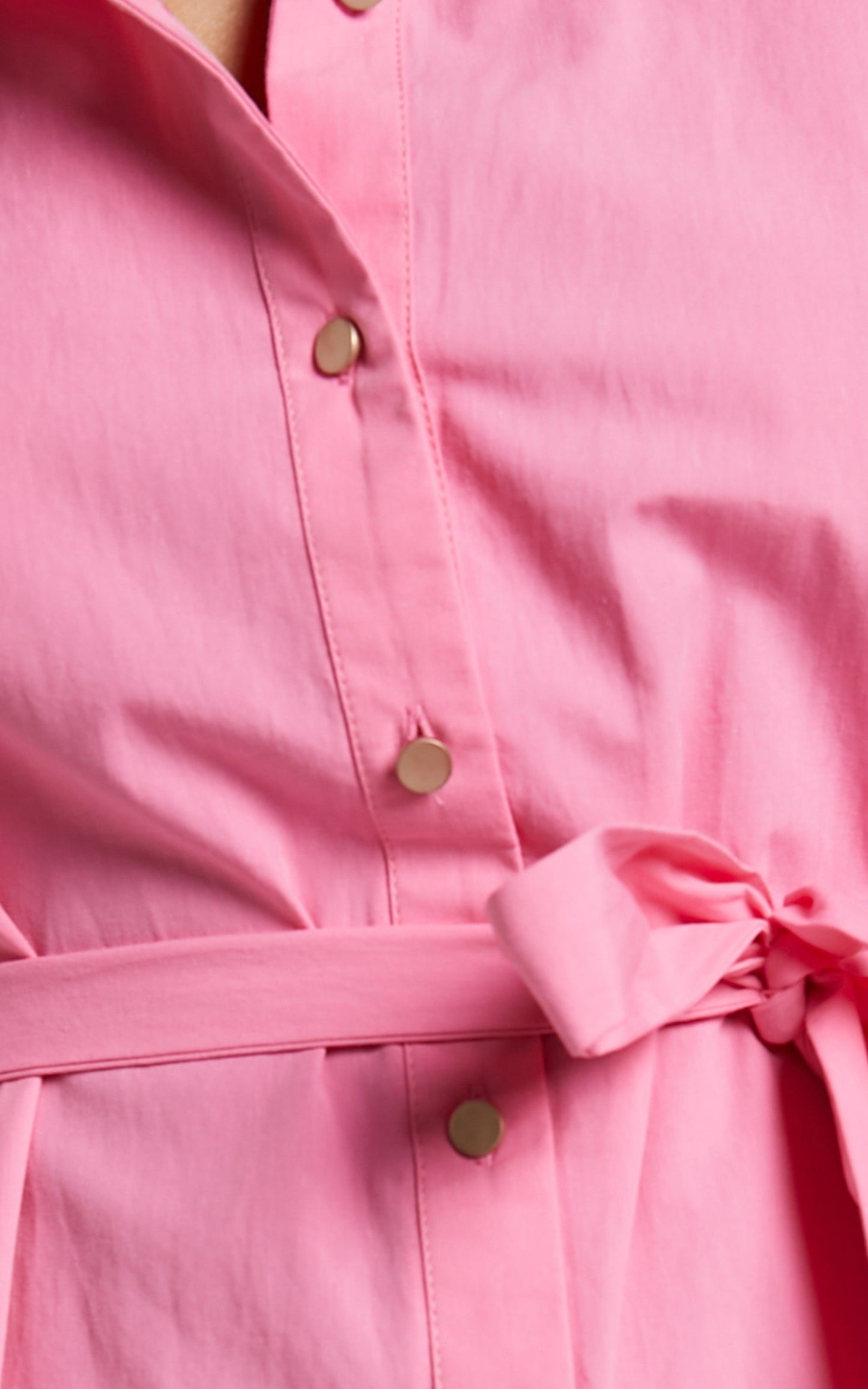 Maelita Mini Dress - Short Puff Sleeve Shirt Dress in Pink