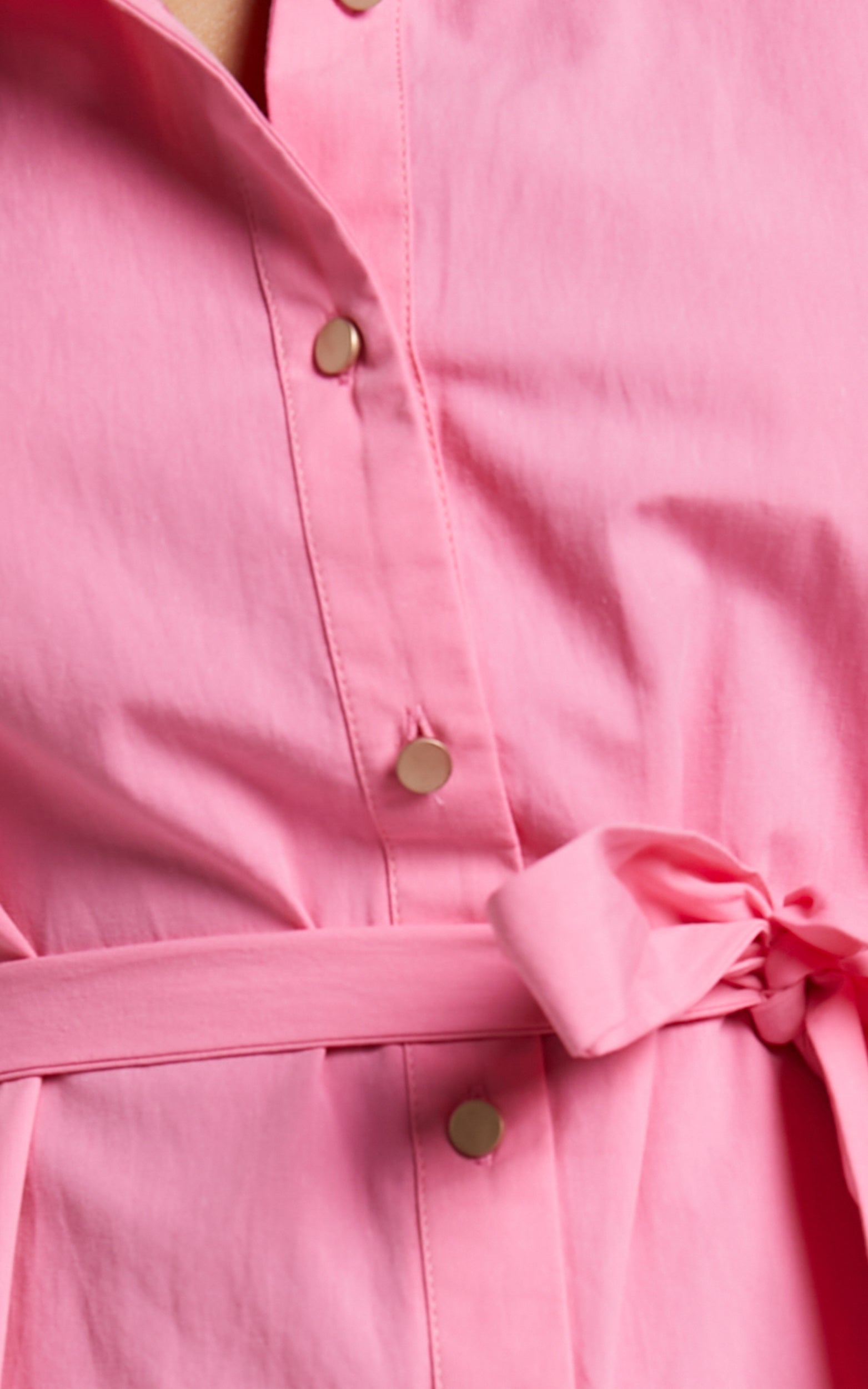 Maelita Mini Dress - Short Puff Sleeve Shirt Dress in Pink