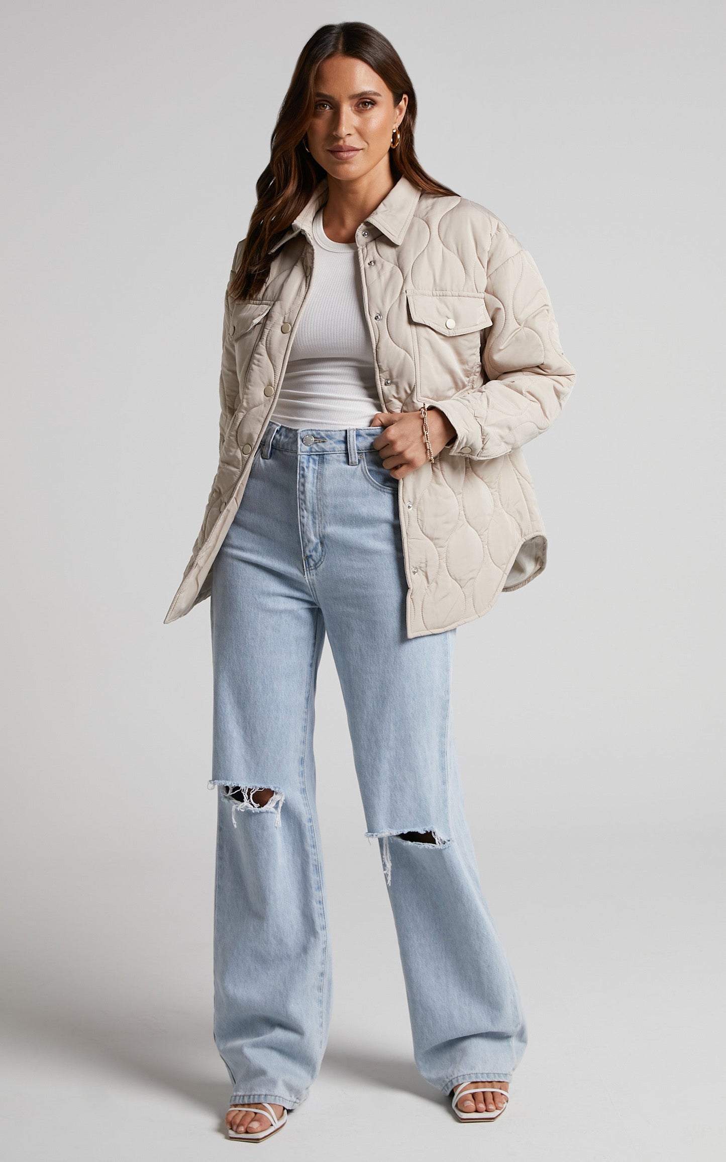 Maggie Jacket - Quilted Jacket in Beige