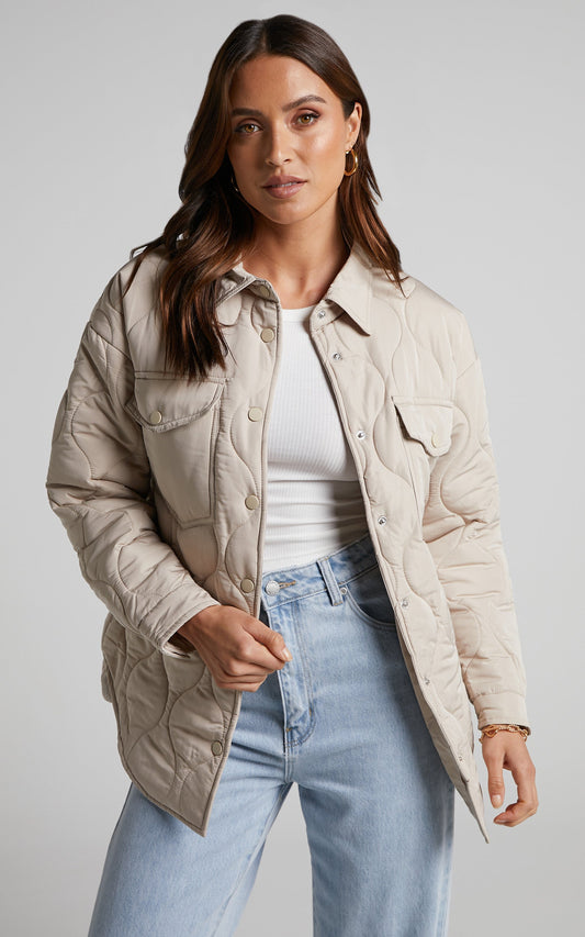 Maggie Jacket - Quilted Jacket in Beige