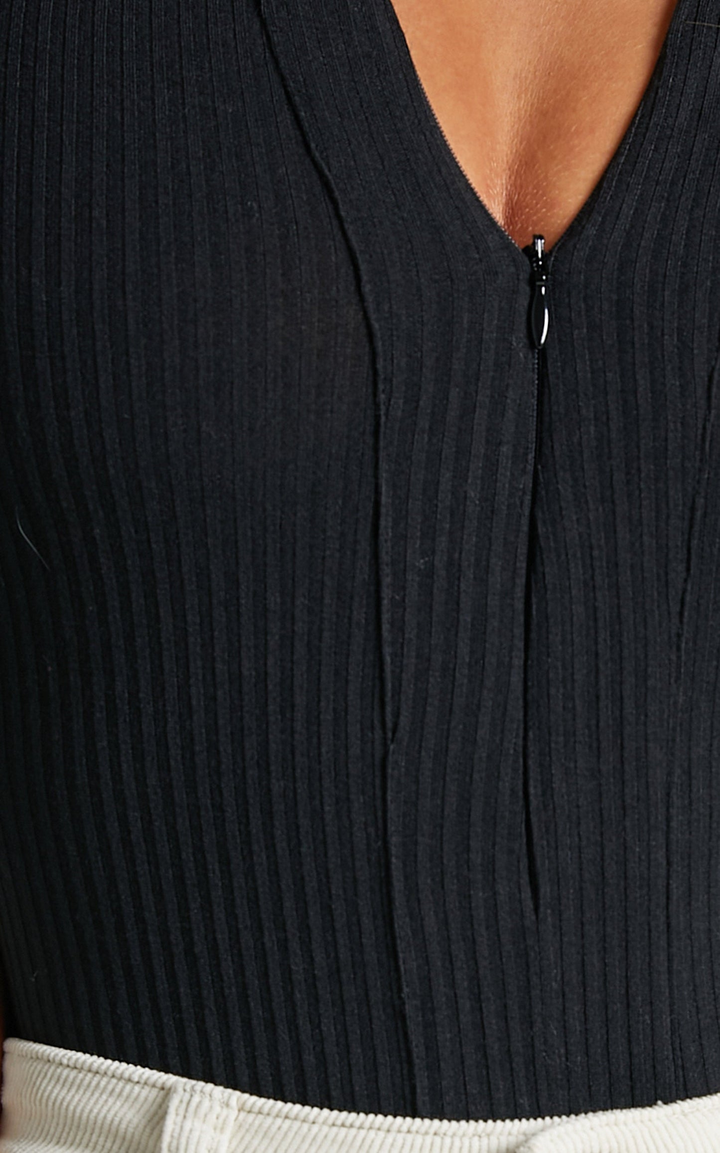 Mahony Bodysuit -  Longsleeve Rib Bodysuit in Black
