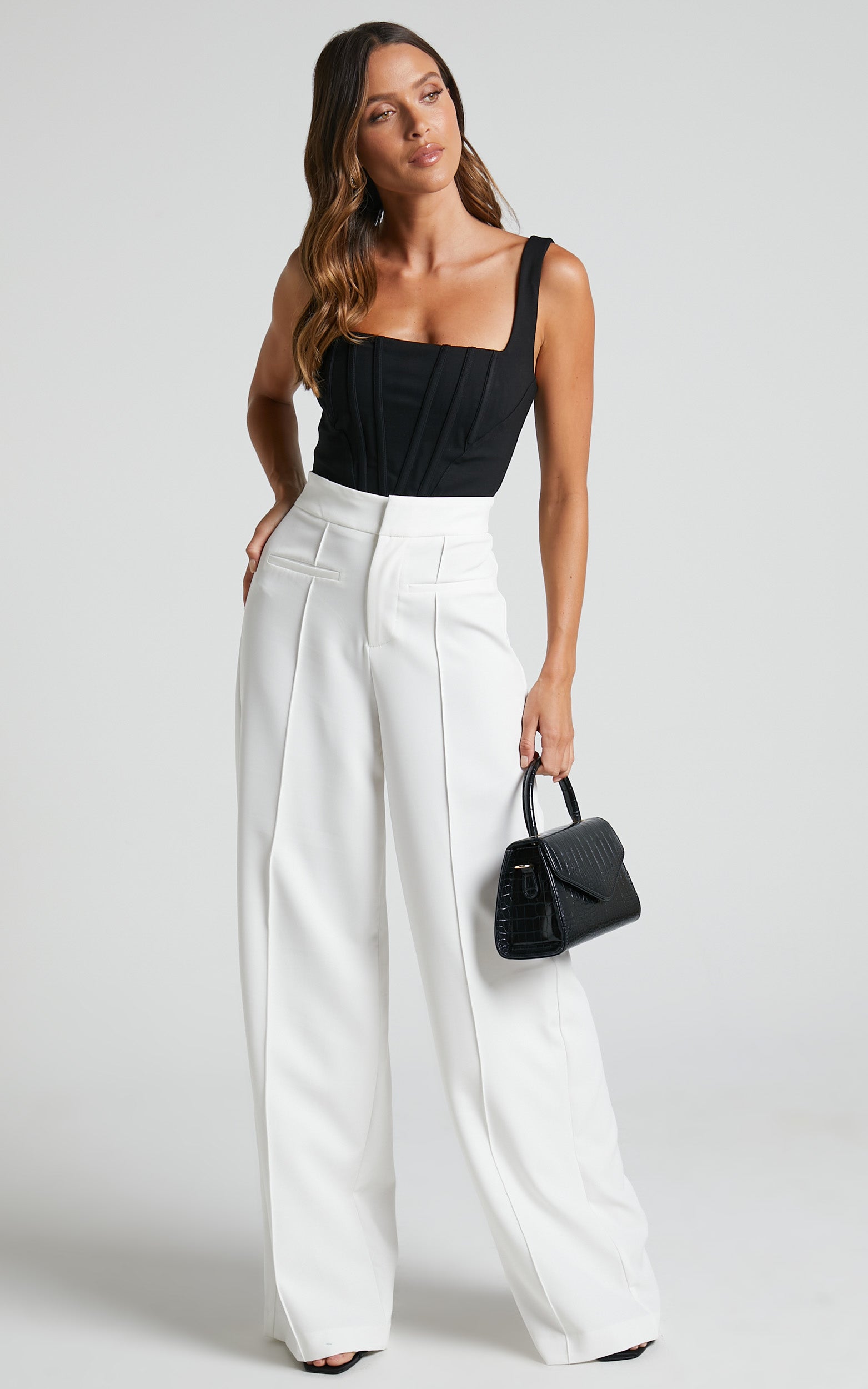 Maida Pants - High Waisted Wide Leg Pants in White
