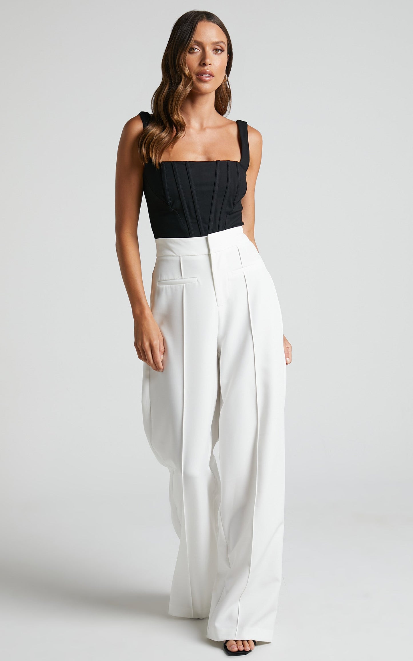 Maida Pants - High Waisted Wide Leg Pants in White