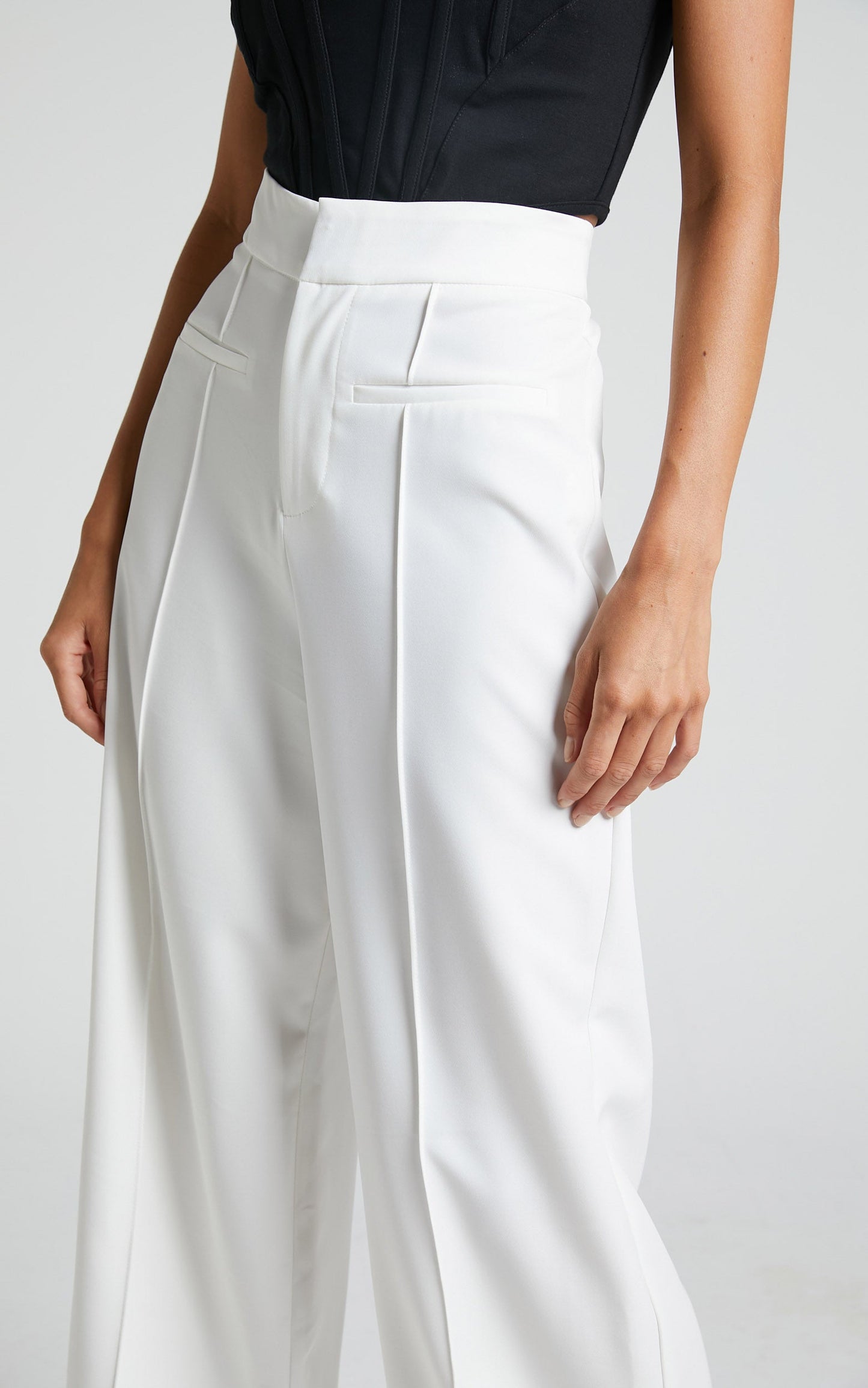 Maida Pants - High Waisted Wide Leg Pants in White