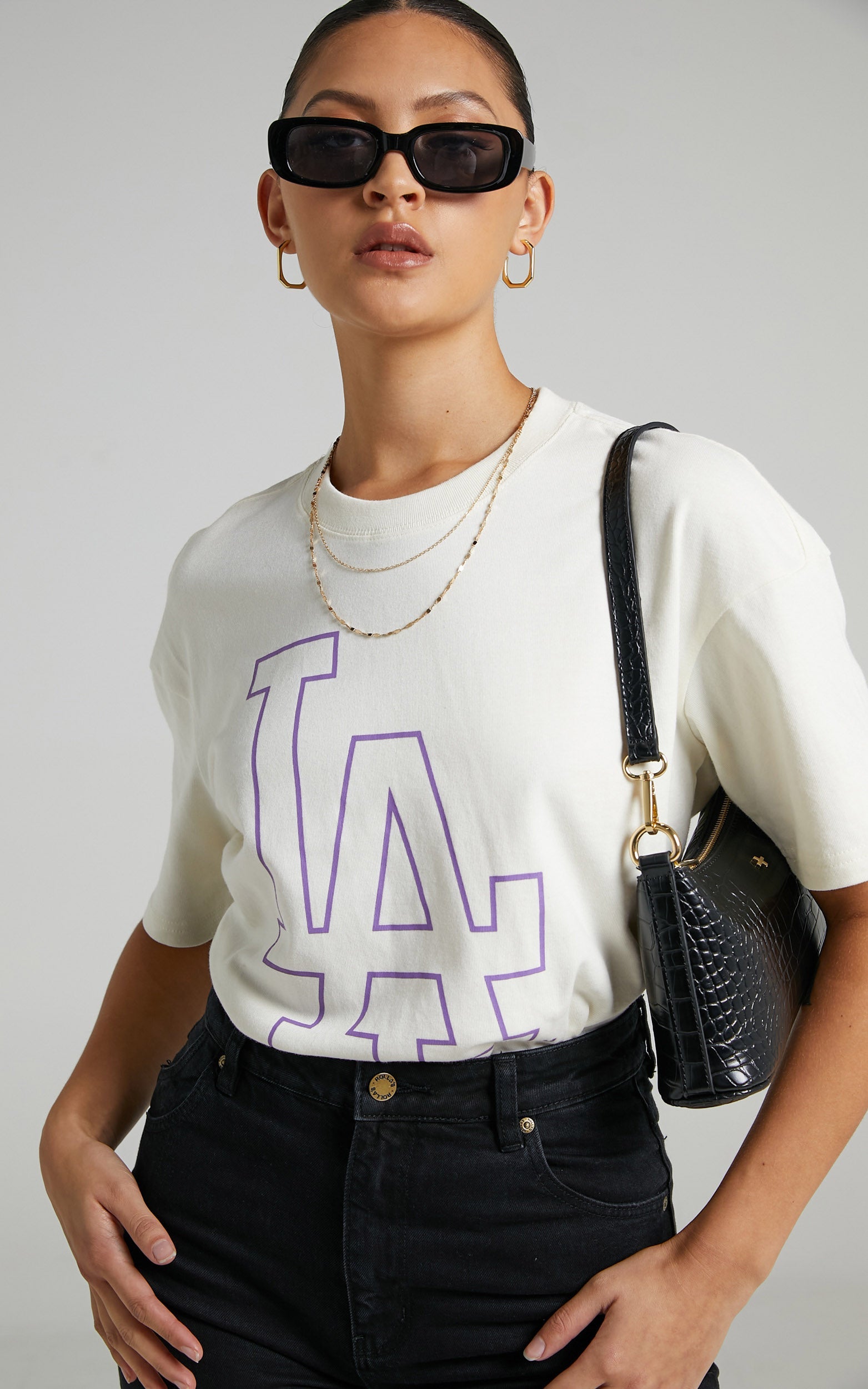 Majestic - LA Dodgers Tee in Unbleached