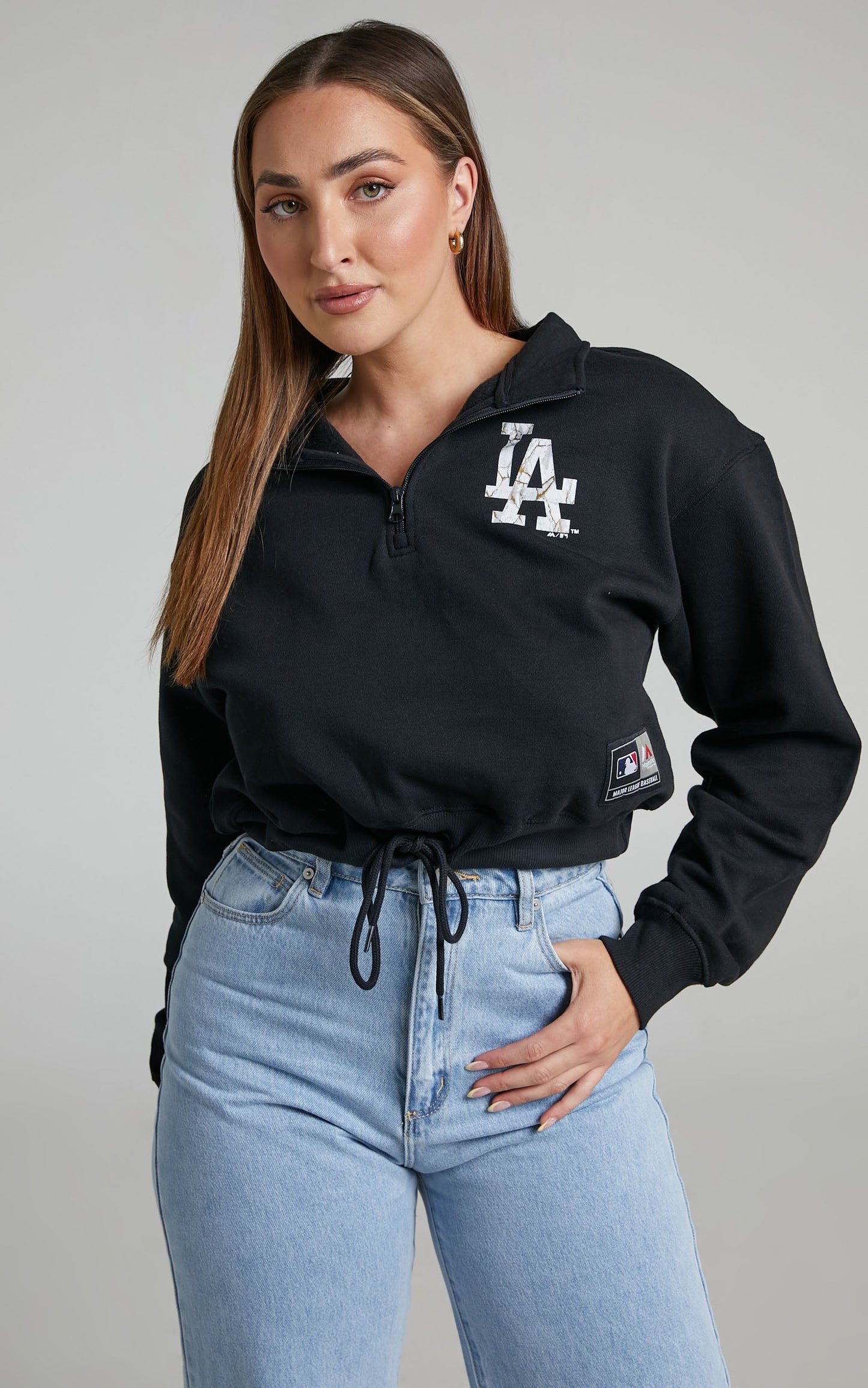 Majestic - Los Angeles Dodgers COPPER MAR 1/4 ZIP CREW DDGRS in Black
