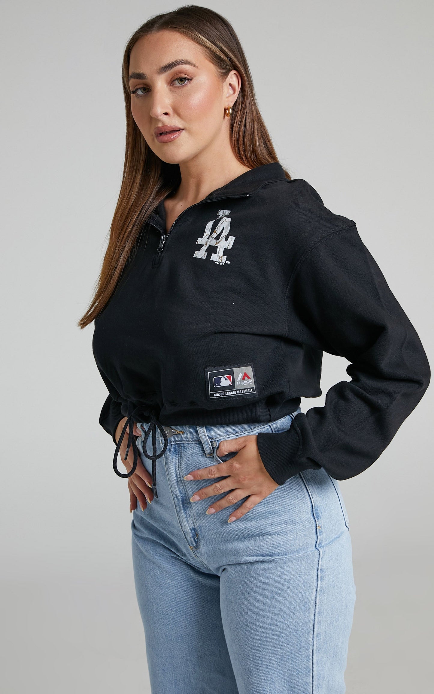 Majestic - Los Angeles Dodgers COPPER MAR 1/4 ZIP CREW DDGRS in Black