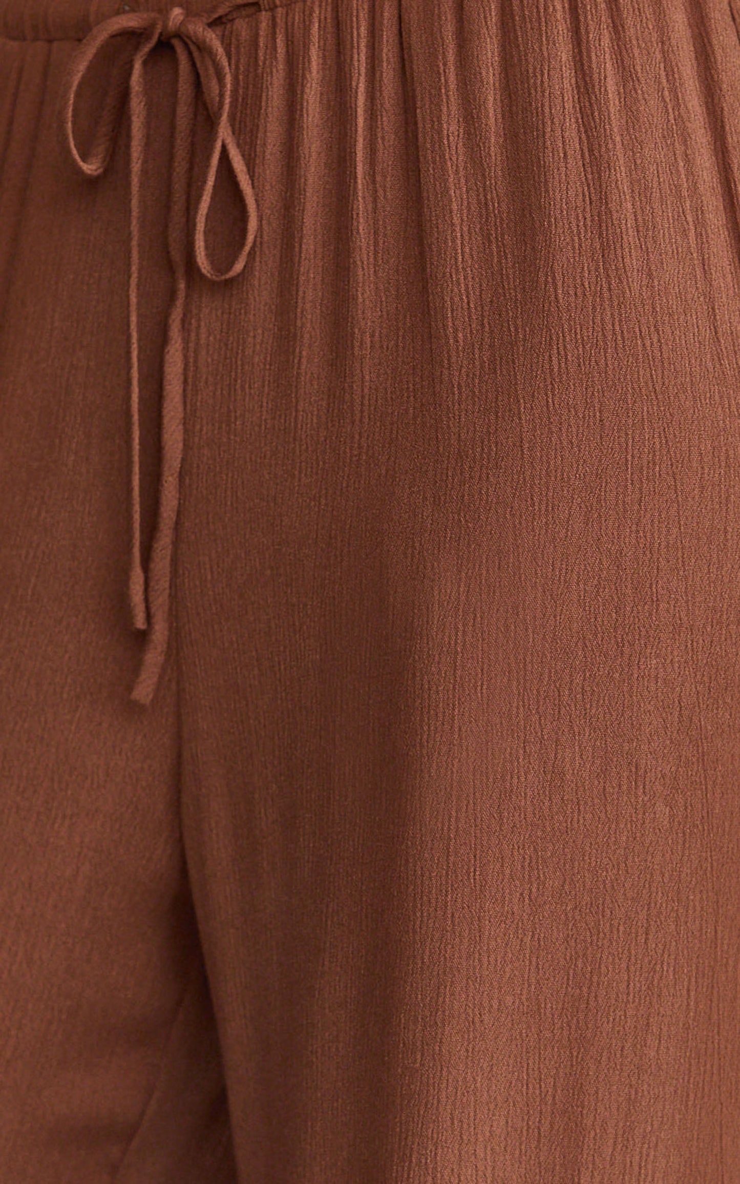 Makenna Pants - Wide Leg Crinkle Pants in Chocolate