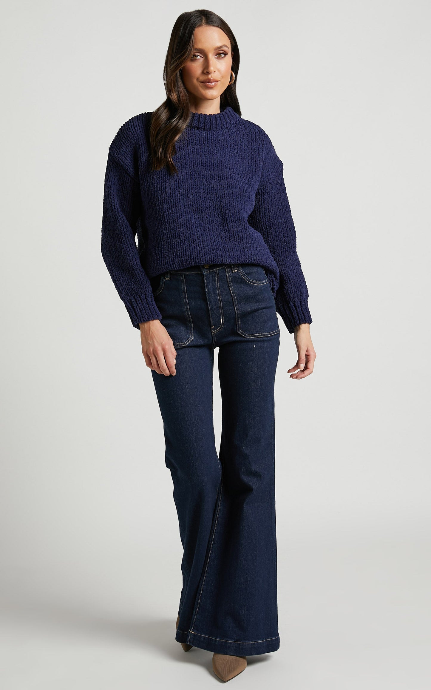 Malia Jumper - Crew Neck Knit Jumper in Ink