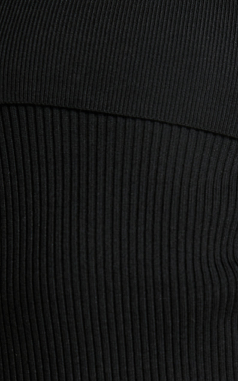 Malika Mini Dress - The Shoulder Long Sleeve Knit Dress in Black