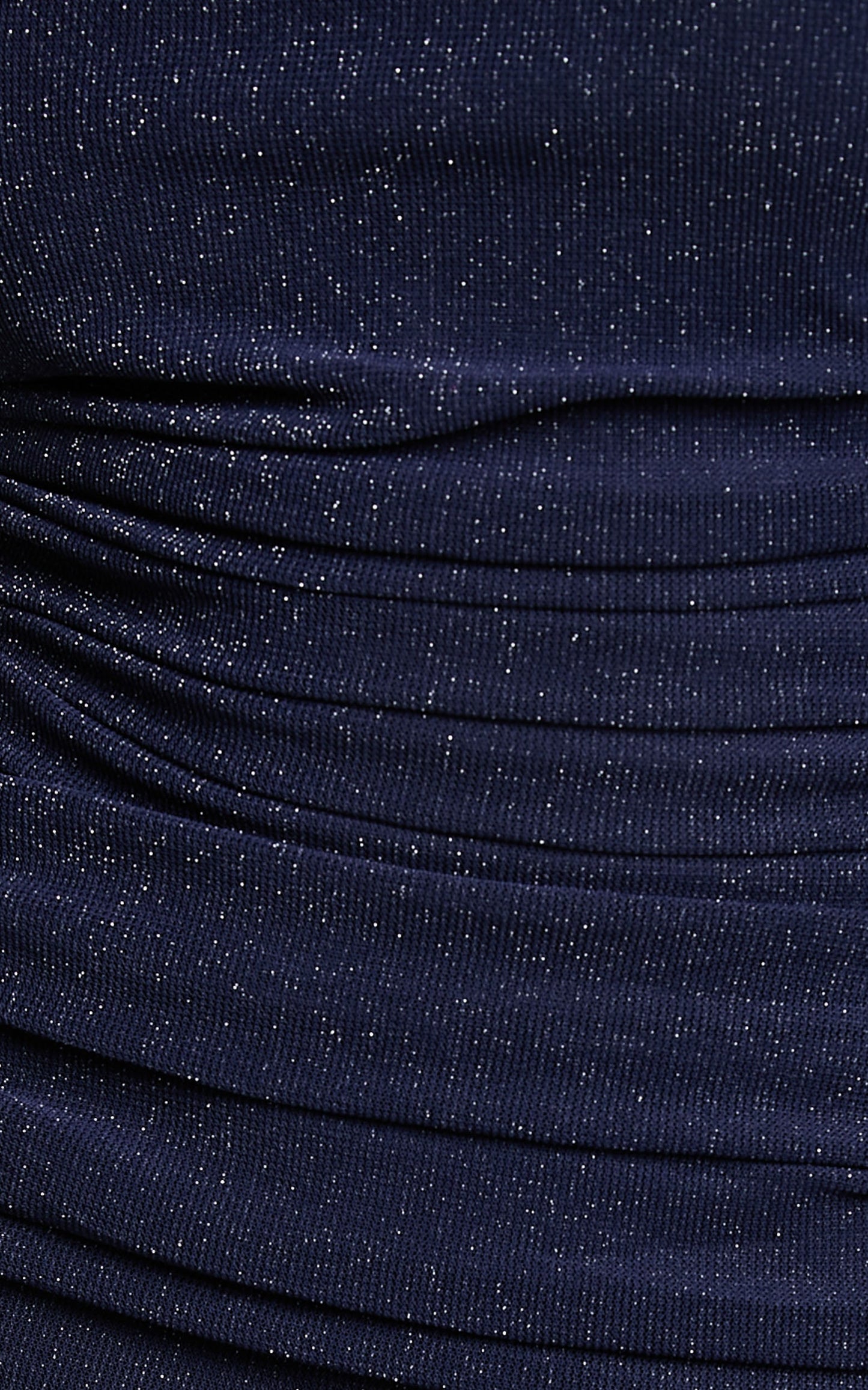Malta Midi Dress - Asymmetrical One Shoulder Mesh Dress in Navy