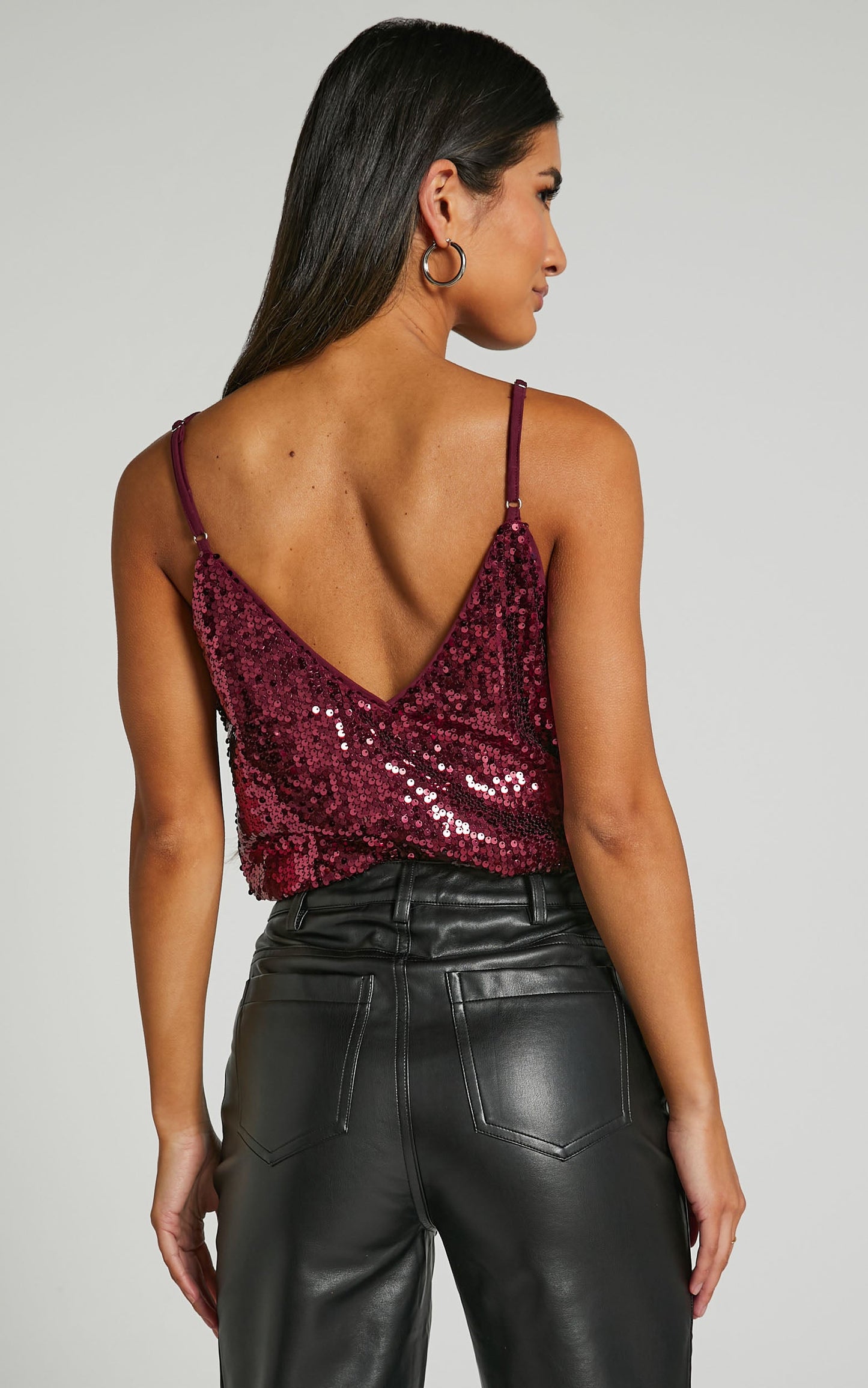 Manika Bodysuit - Sequin Bodysuit in Wine