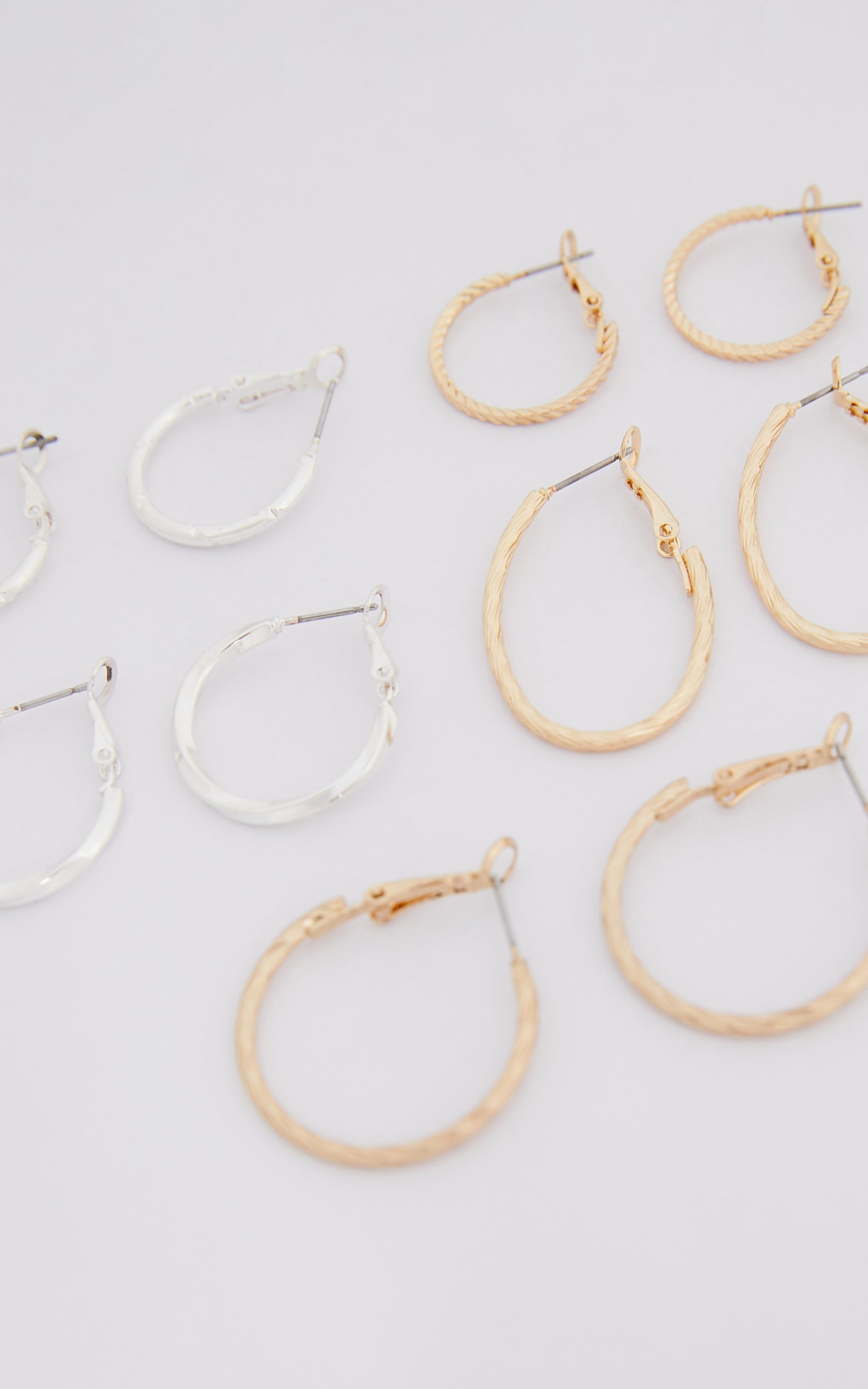 Manith Hoop Earrings Set - Pack of 5 in Gold and Silver