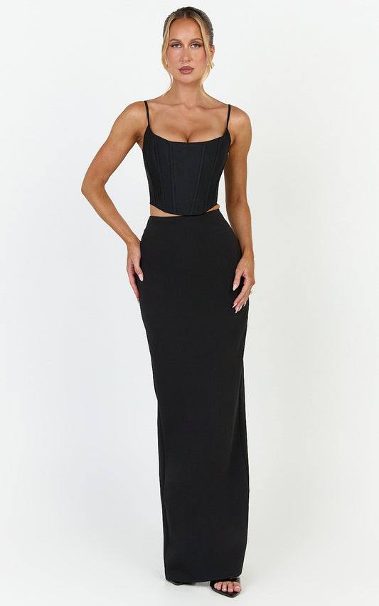 Marais Maxi Skirt - Column Skirt in Black