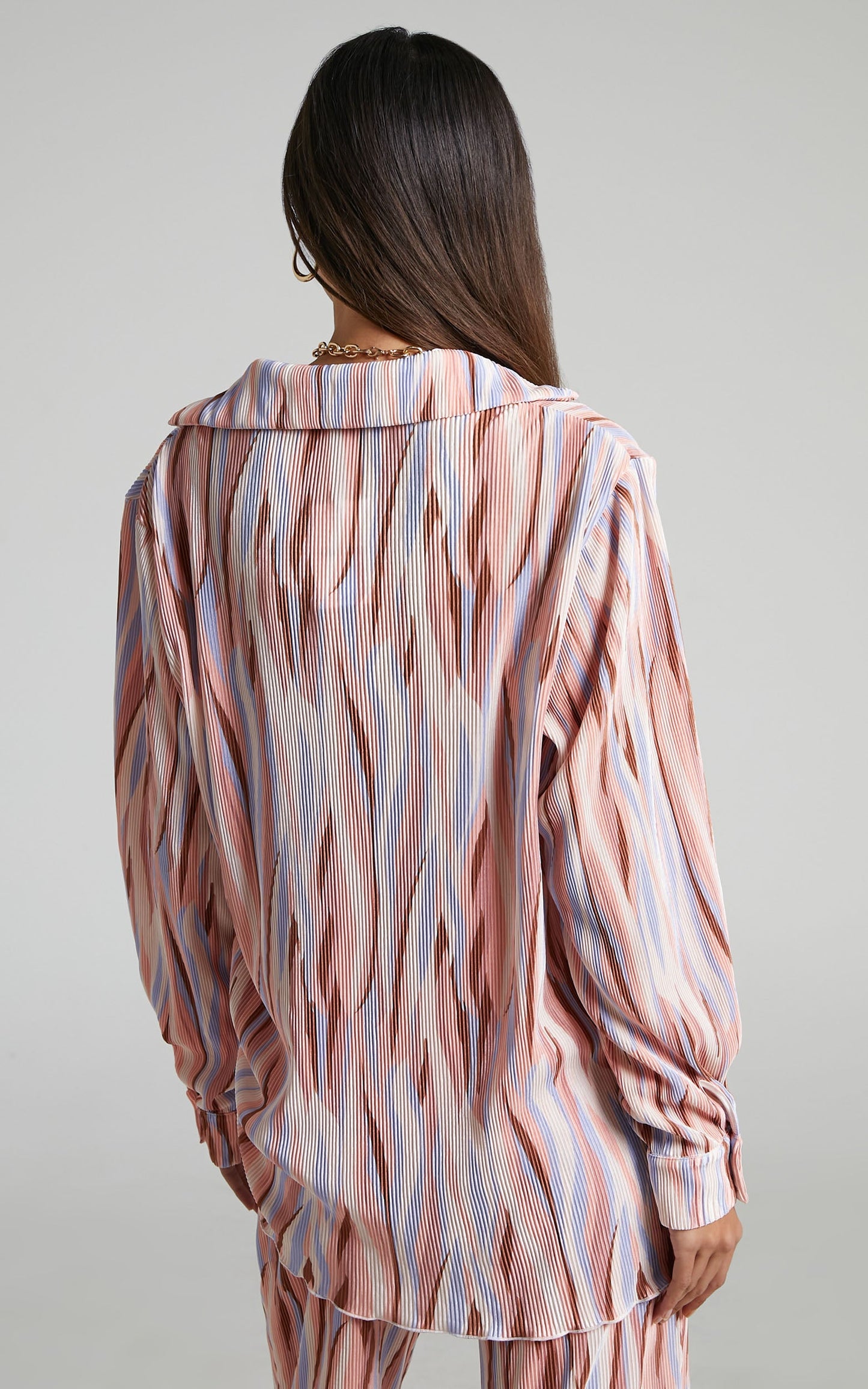 Marfy Top - Abstract Print Button Down Plisse Top in Multi