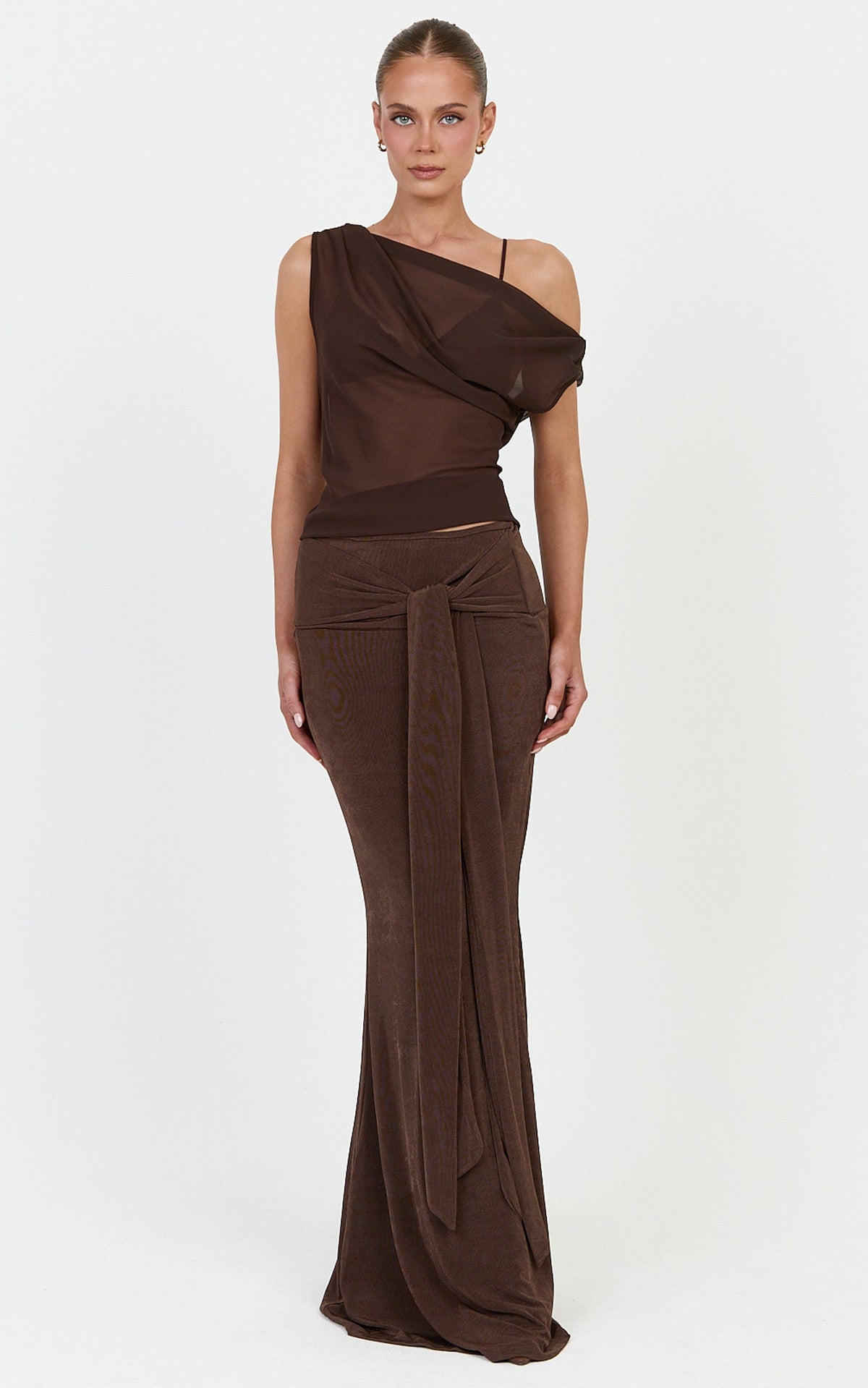 Margaret Maxi Rock – Wickelrock aus Jersey in Schoko