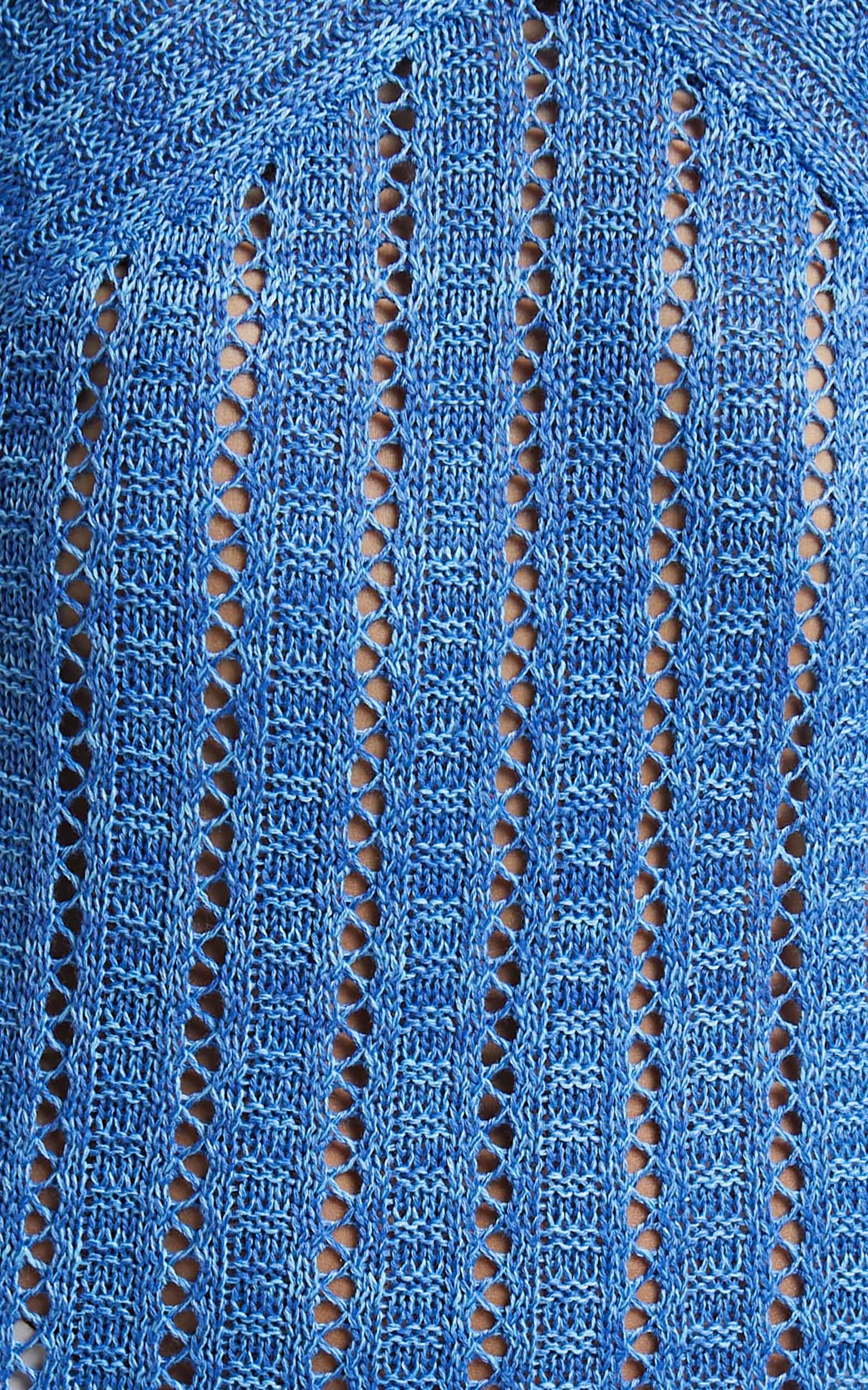 Maricel Midi Dress - Chevron Crochet Dress in Blue
